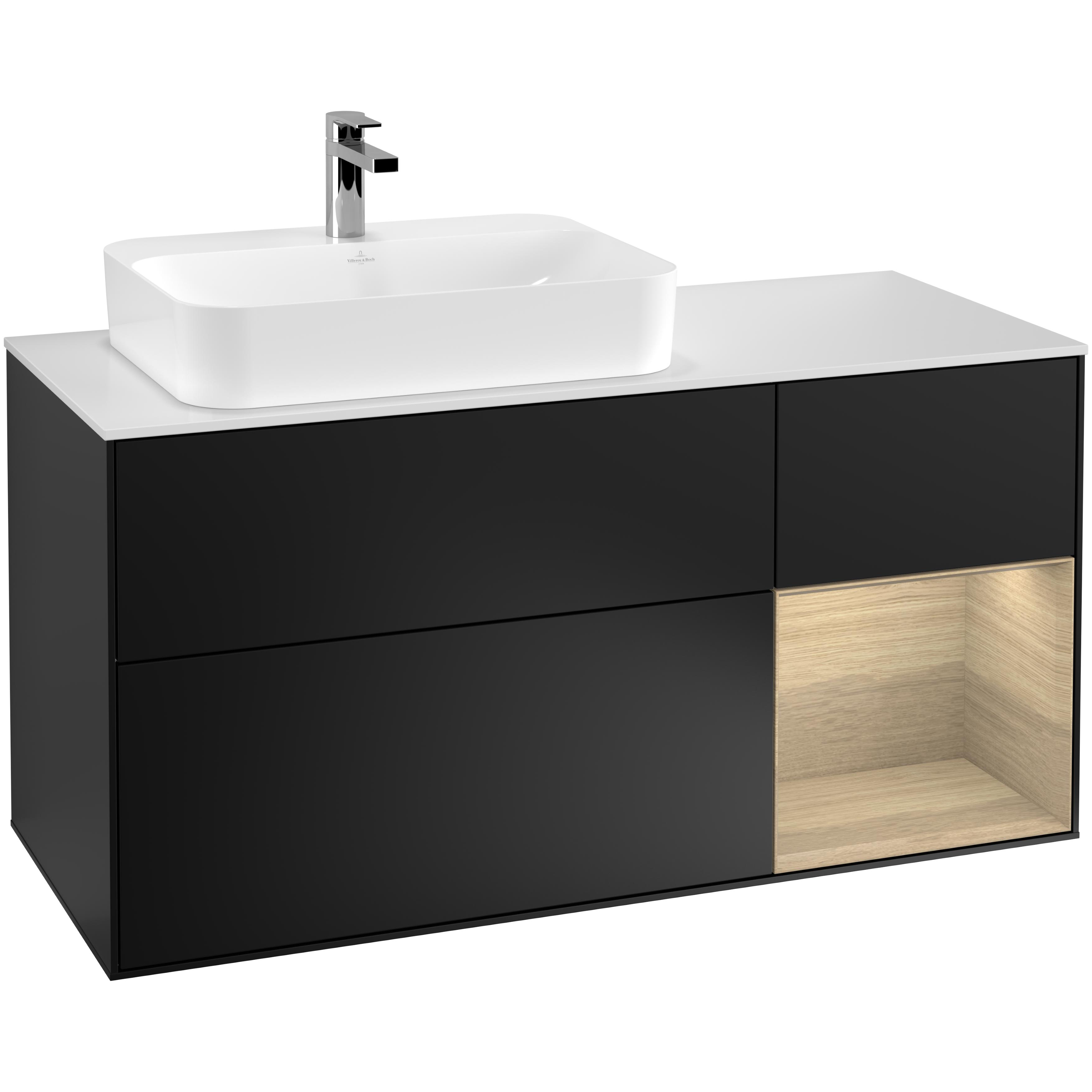 Tvättställsskåp Villeroy & Boch Finion med 3 Lådor Hylla och Bänkskiva för Ocentrerat Ytmonterat Tvättställ | badrum - badrumsmobler - tvattstallsskap-och-kommod | KakelKungen