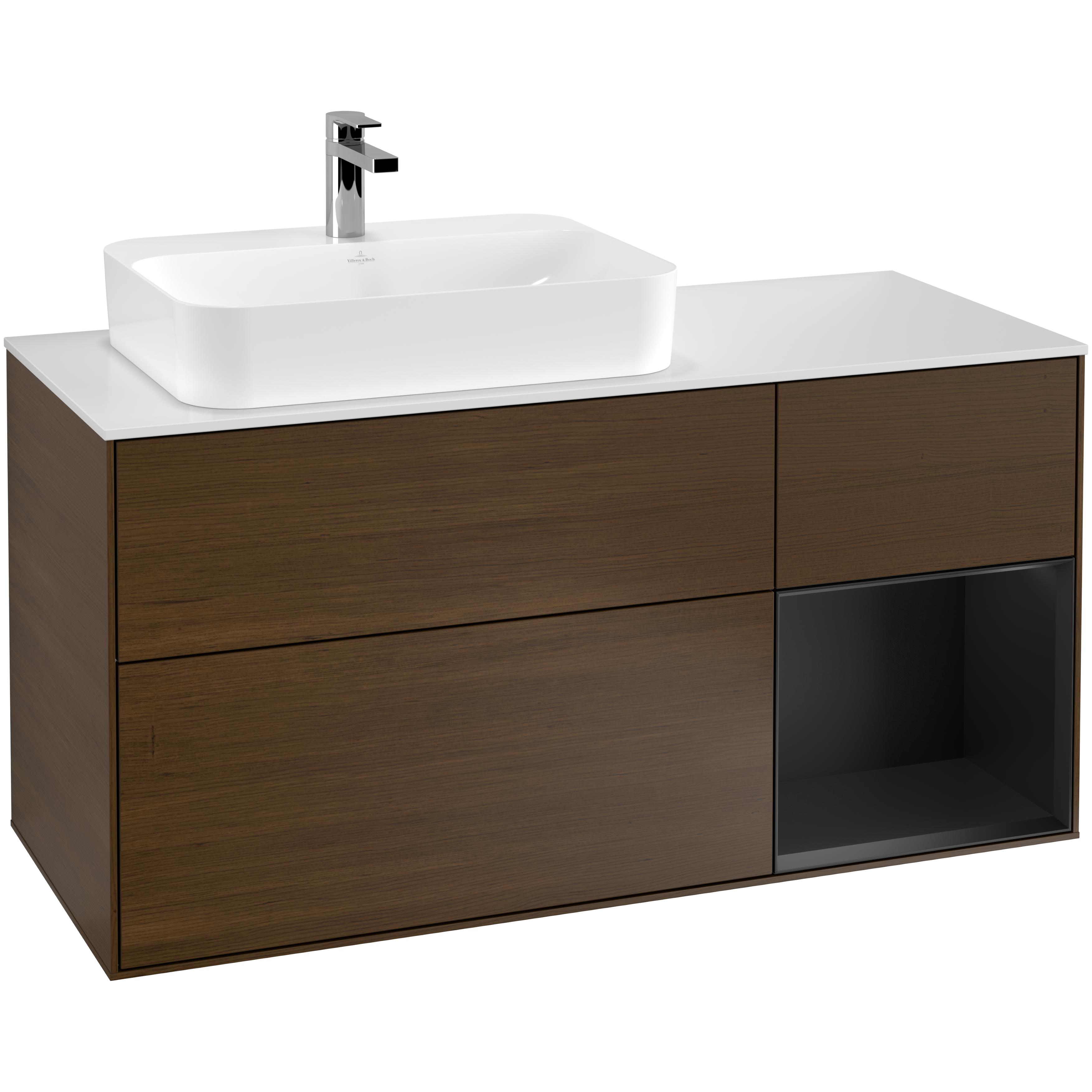 Tvättställsskåp Villeroy & Boch Finion med 3 Lådor Hylla och Bänkskiva för Ocentrerat Ytmonterat Tvättställ | badrum - badrumsmobler - tvattstallsskap-och-kommod | KakelKungen