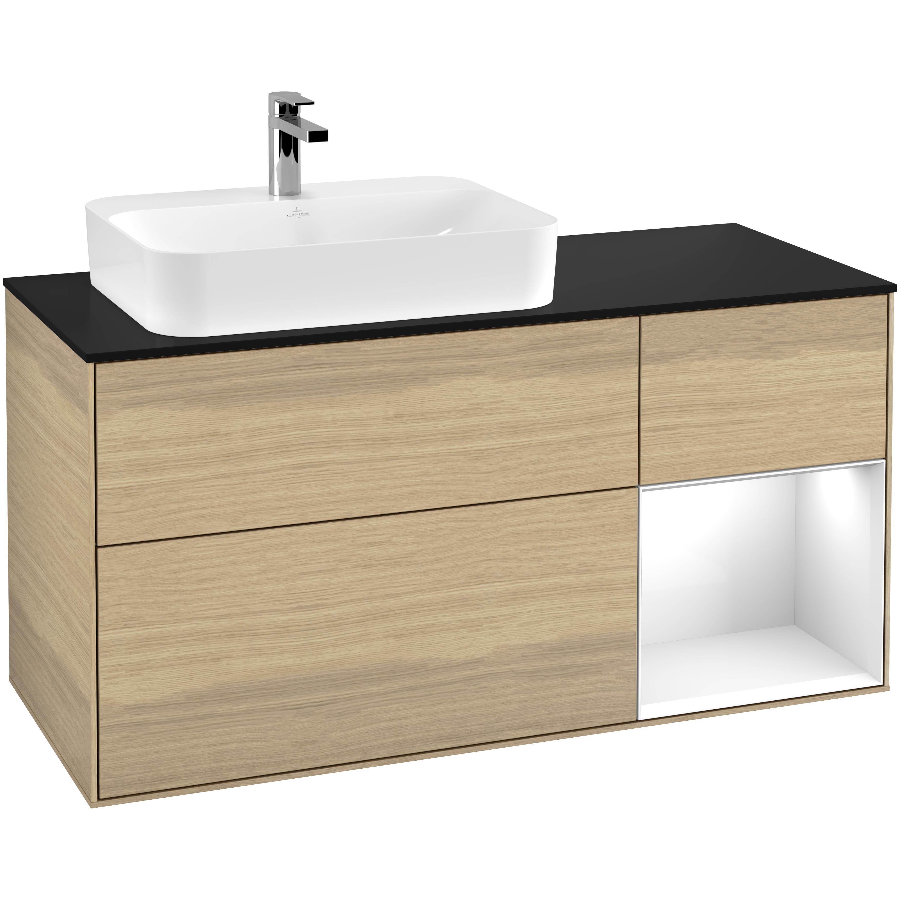 Tvättställsskåp Villeroy & Boch Finion med 3 Lådor Hylla och Bänkskiva för Ocentrerat Ytmonterat Tvättställ | badrum - badrumsmobler - tvattstallsskap-och-kommod | KakelKungen