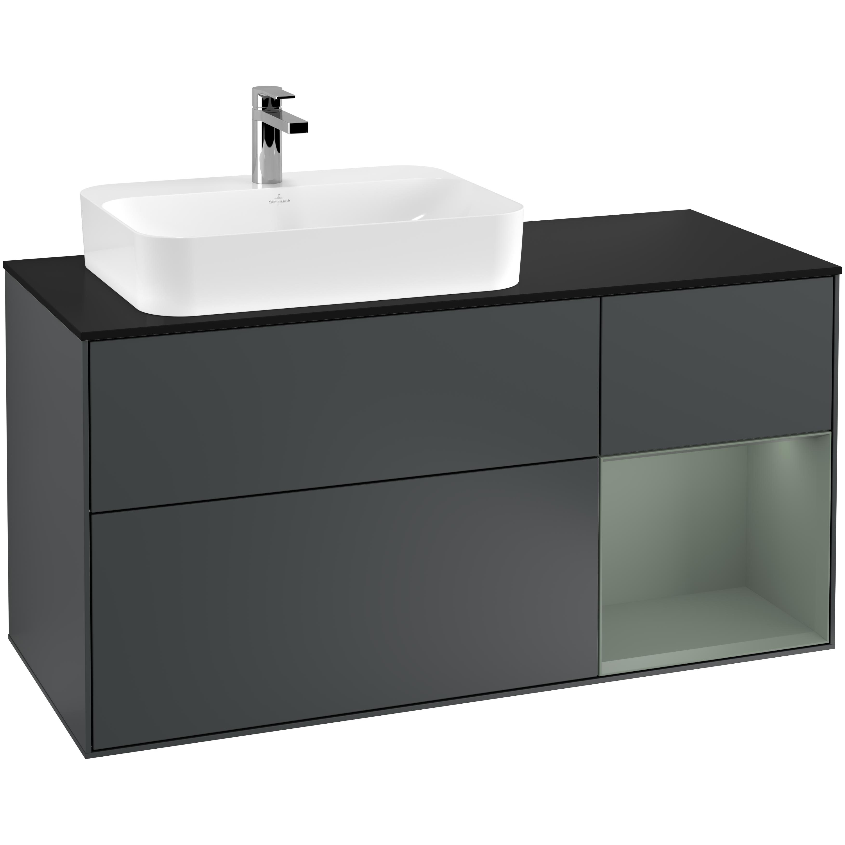 Tvättställsskåp Villeroy & Boch Finion med 3 Lådor Hylla och Bänkskiva för Ocentrerat Ytmonterat Tvättställ | badrum - badrumsmobler - tvattstallsskap-och-kommod | KakelKungen