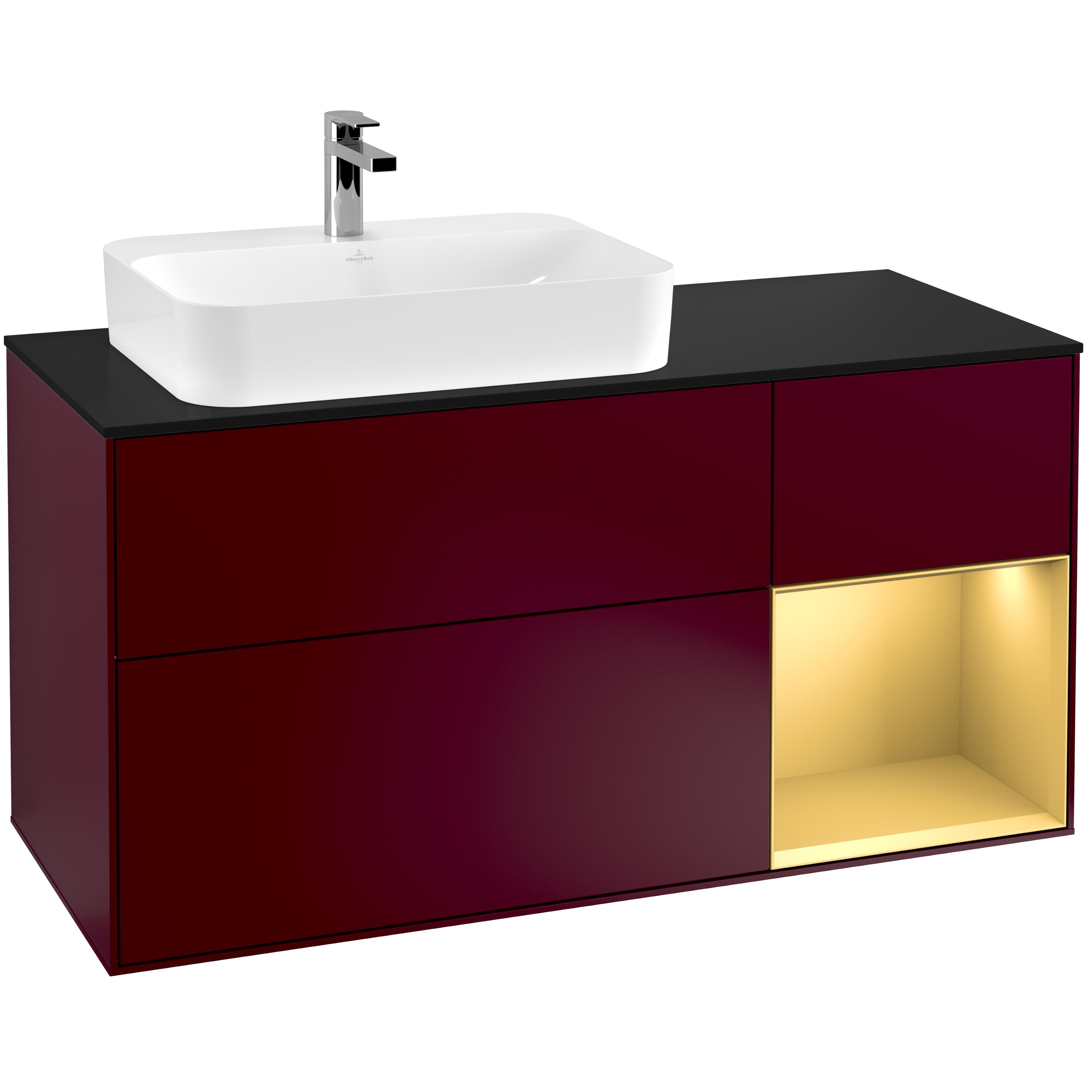 Tvättställsskåp Villeroy & Boch Finion med 3 Lådor Hylla och Bänkskiva för Ocentrerat Ytmonterat Tvättställ | badrum - badrumsmobler - tvattstallsskap-och-kommod | KakelKungen