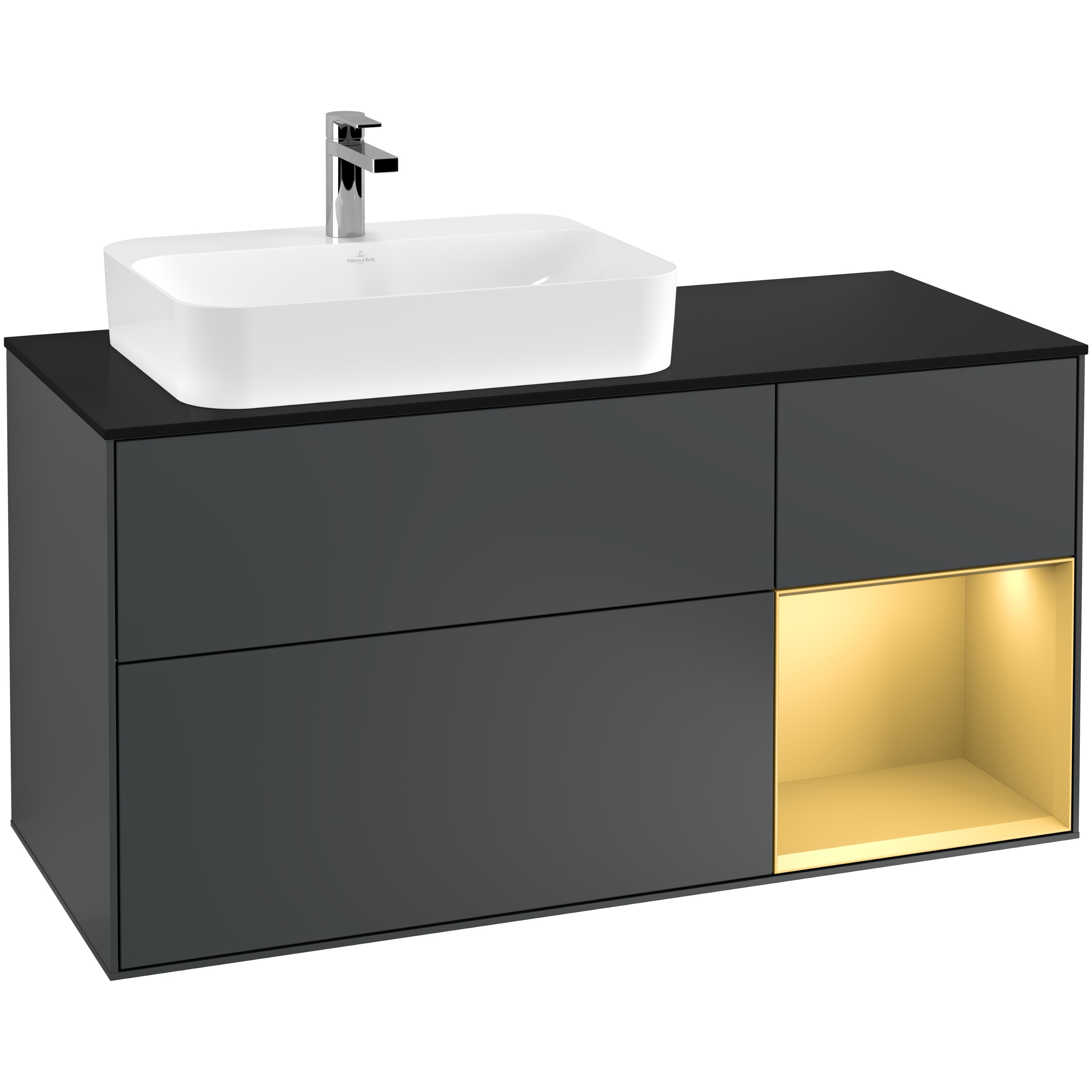 Tvättställsskåp Villeroy & Boch Finion med 3 Lådor Hylla och Bänkskiva för Ocentrerat Ytmonterat Tvättställ | badrum - badrumsmobler - tvattstallsskap-och-kommod | KakelKungen