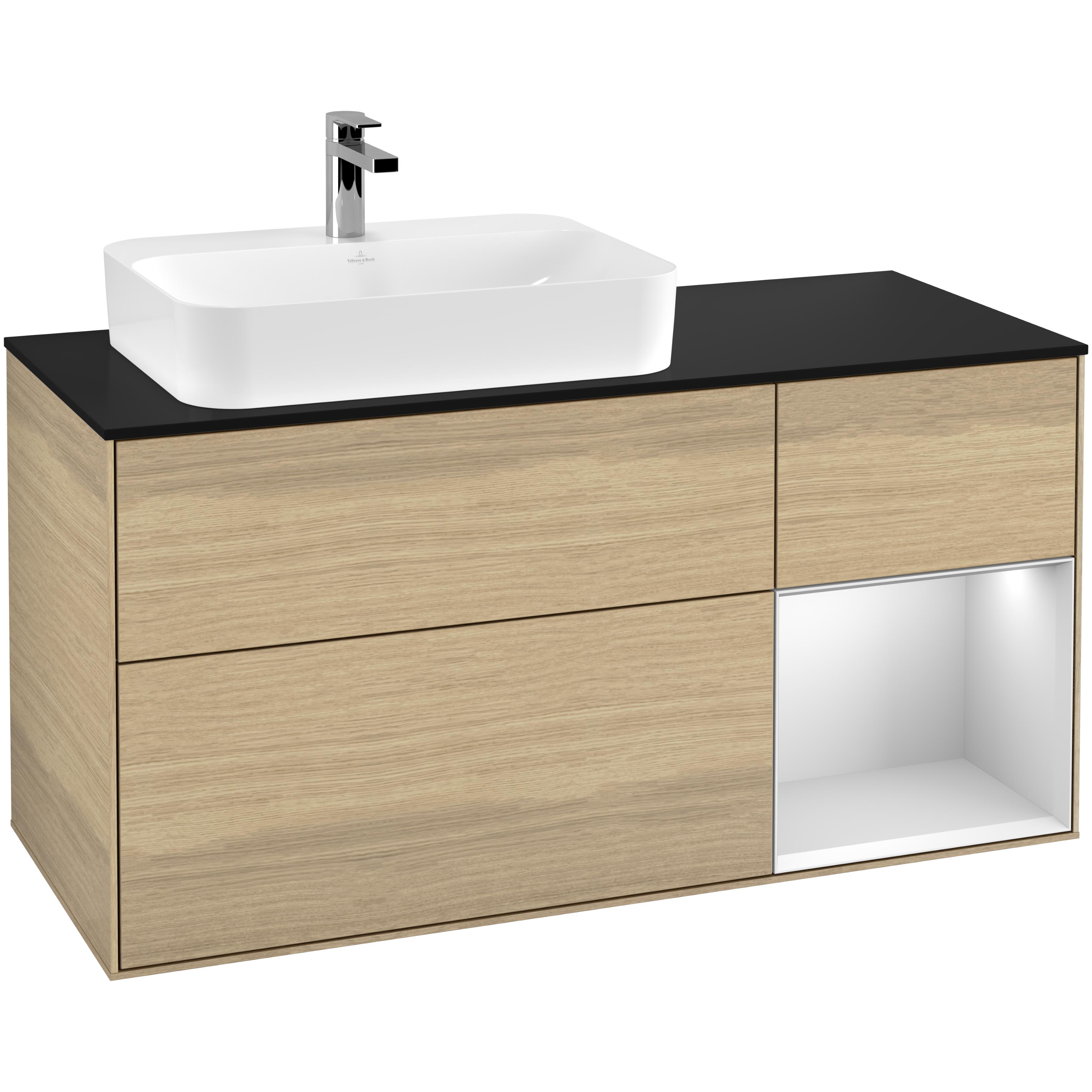 Tvättställsskåp Villeroy & Boch Finion med 3 Lådor Hylla och Bänkskiva för Ocentrerat Ytmonterat Tvättställ | badrum - badrumsmobler - tvattstallsskap-och-kommod | KakelKungen