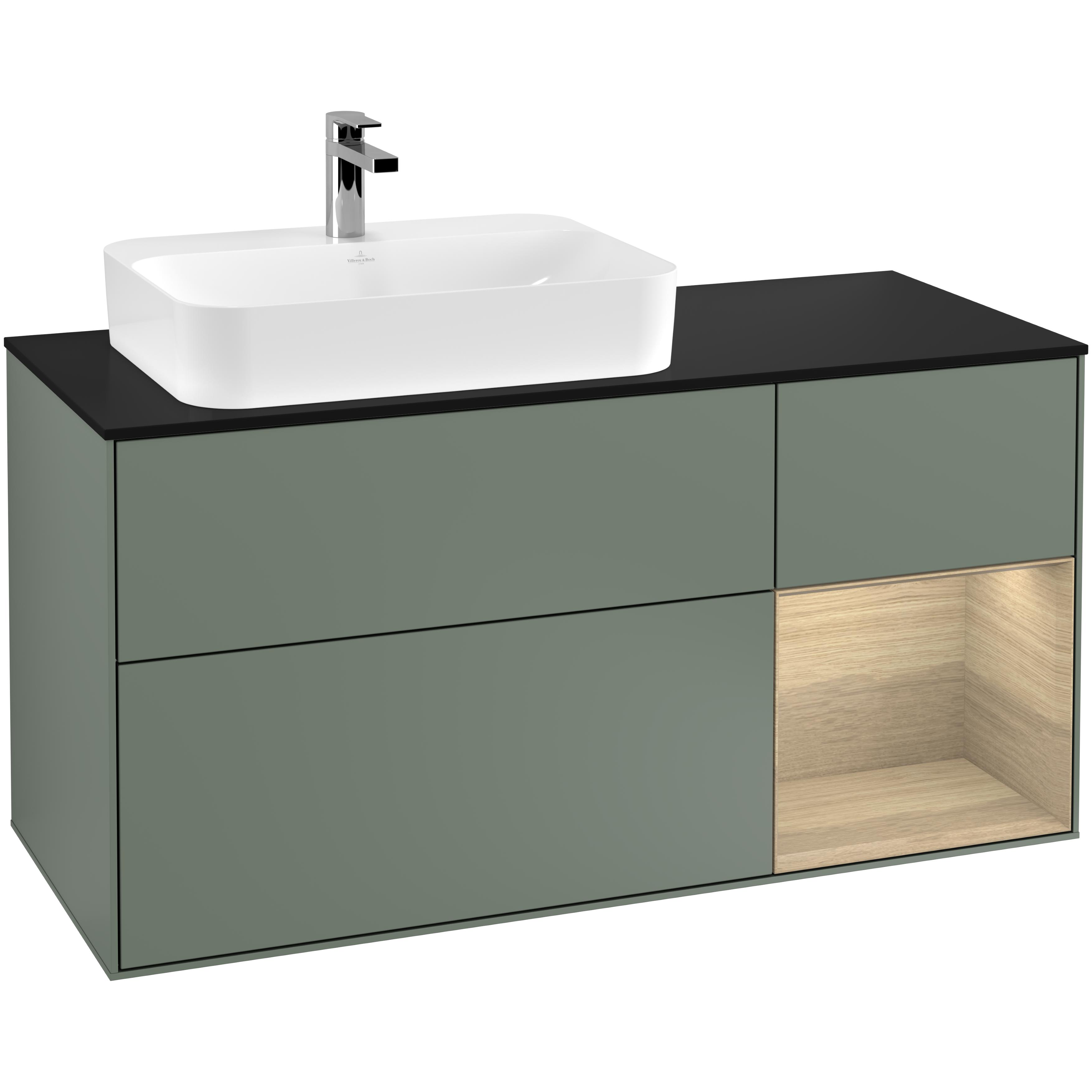 Tvättställsskåp Villeroy & Boch Finion med 3 Lådor Hylla och Bänkskiva för Ocentrerat Ytmonterat Tvättställ | badrum - badrumsmobler - tvattstallsskap-och-kommod | KakelKungen