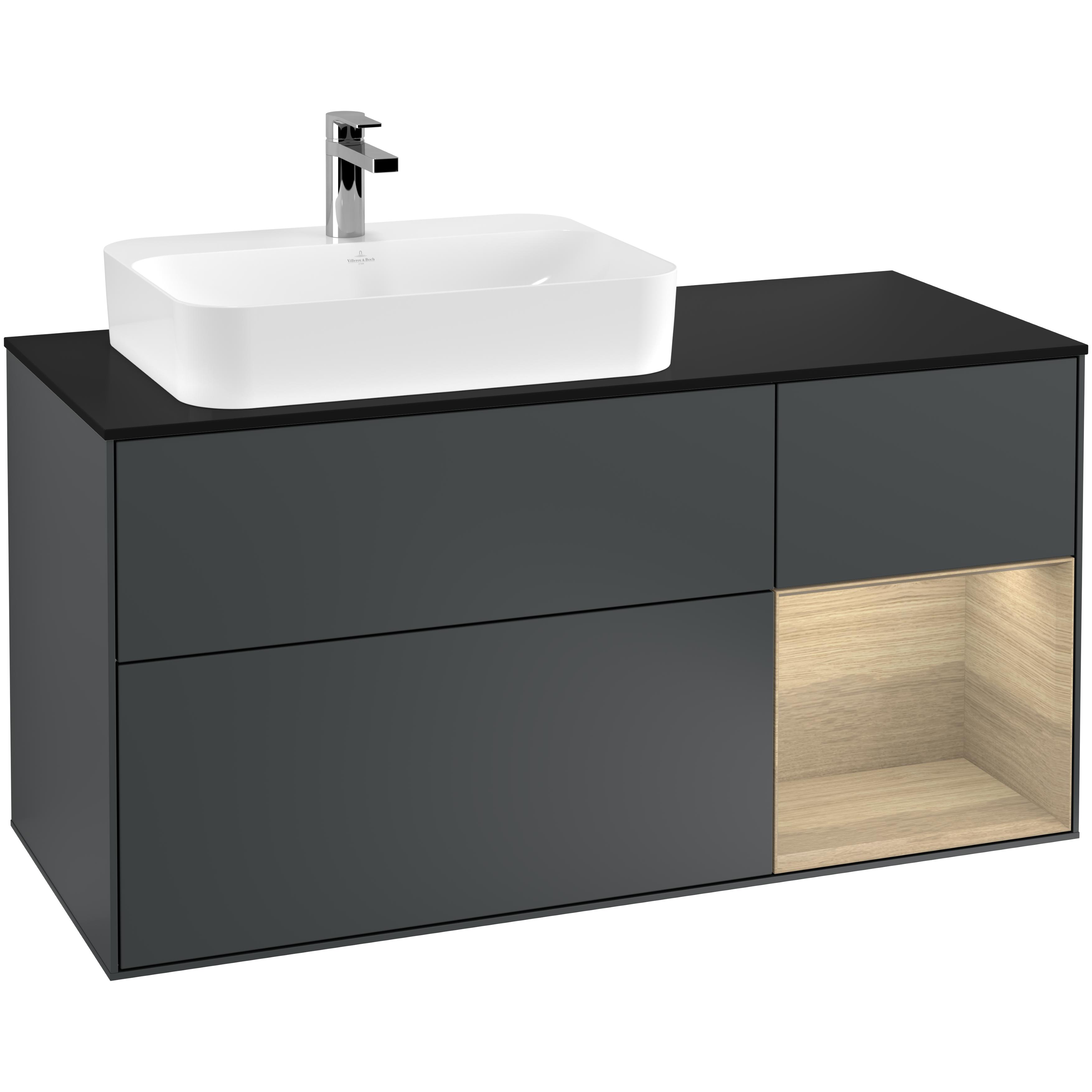 Tvättställsskåp Villeroy & Boch Finion med 3 Lådor Hylla och Bänkskiva för Ocentrerat Ytmonterat Tvättställ | badrum - badrumsmobler - tvattstallsskap-och-kommod | KakelKungen