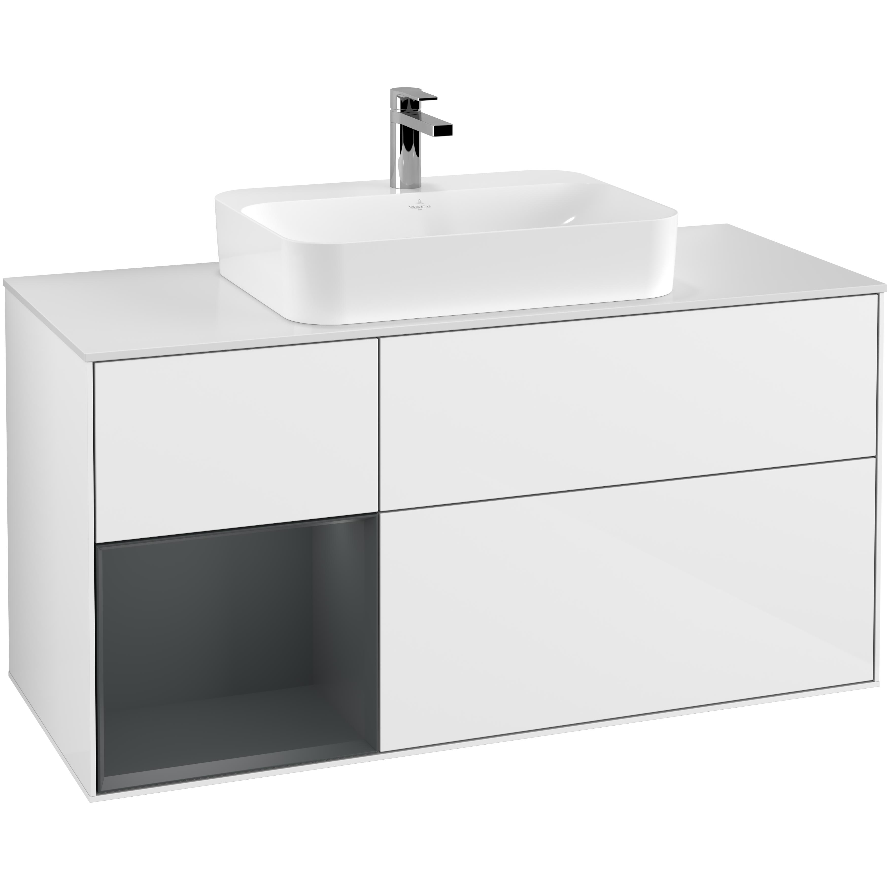 Tvättställsskåp Villeroy & Boch Finion med 3 Lådor Hylla och Bänkskiva för Ytmonterat Tvättställ | badrum - badrumsmobler - tvattstallsskap-och-kommod | KakelKungen