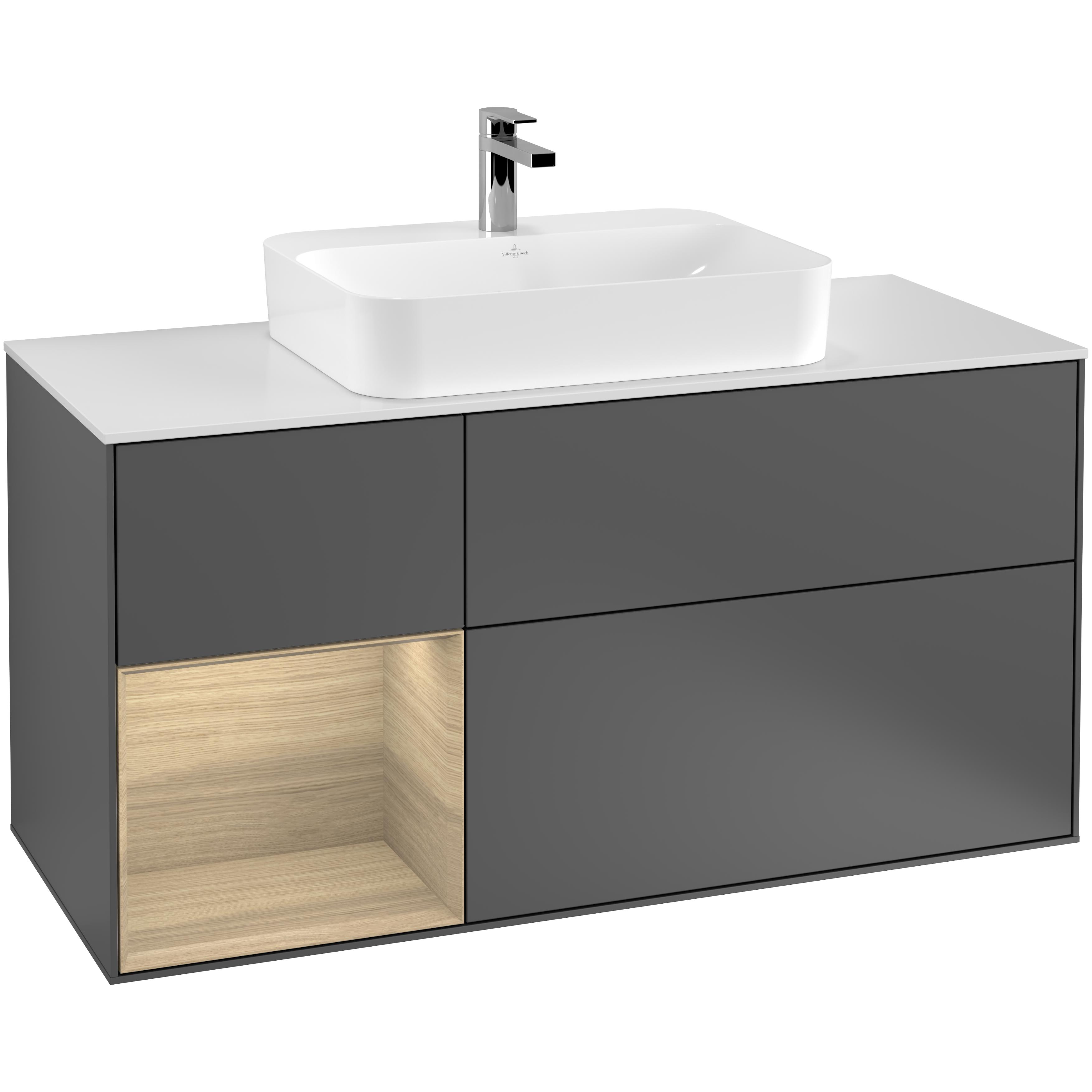 Tvättställsskåp Villeroy & Boch Finion med 3 Lådor Hylla och Bänkskiva för Ytmonterat Tvättställ | badrum - badrumsmobler - tvattstallsskap-och-kommod | KakelKungen