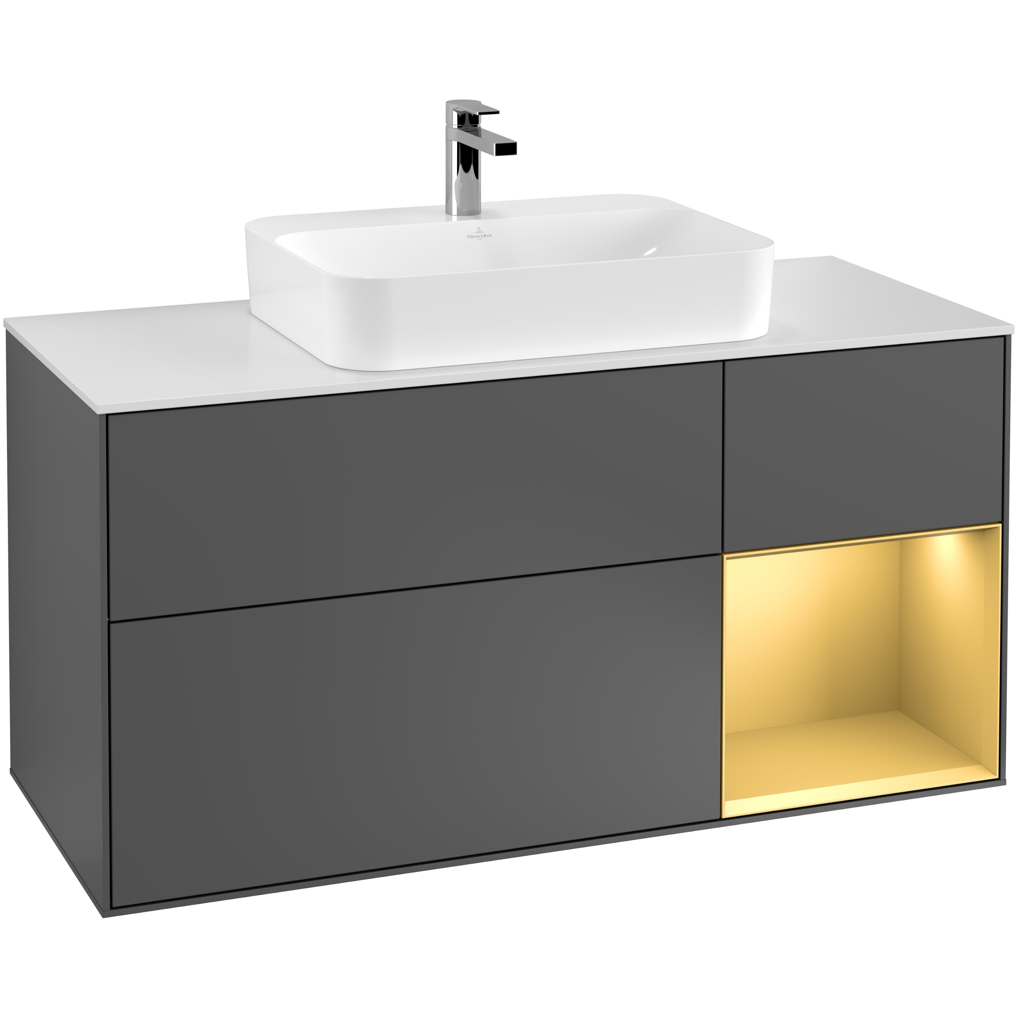 Tvättställsskåp Villeroy & Boch Finion med 3 Lådor Hylla och Bänkskiva för Ytmonterat Tvättställ | badrum - badrumsmobler - tvattstallsskap-och-kommod | KakelKungen