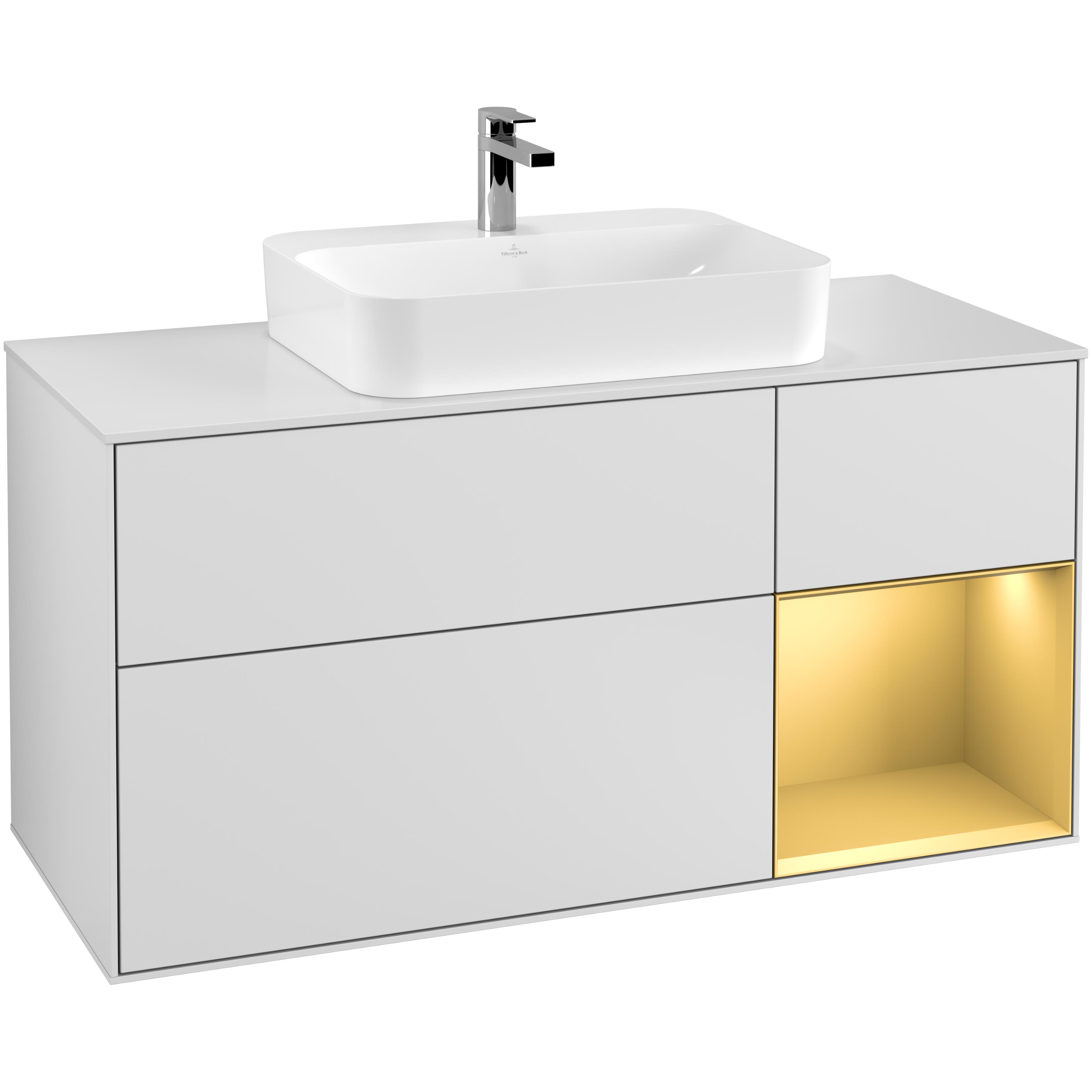 Tvättställsskåp Villeroy & Boch Finion med 3 Lådor Hylla och Bänkskiva för Ytmonterat Tvättställ | badrum - badrumsmobler - tvattstallsskap-och-kommod | KakelKungen