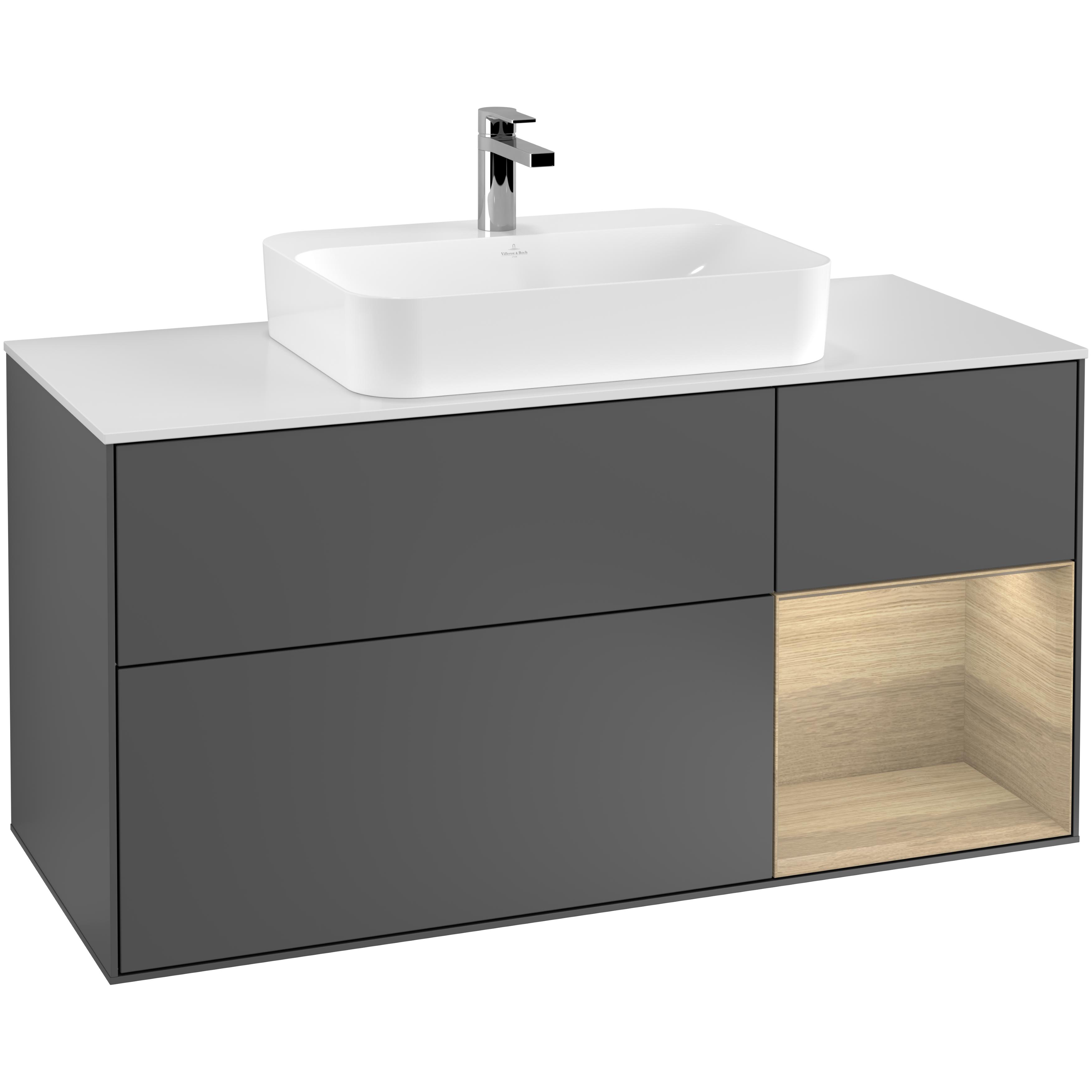 Tvättställsskåp Villeroy & Boch Finion med 3 Lådor Hylla och Bänkskiva för Ytmonterat Tvättställ | badrum - badrumsmobler - tvattstallsskap-och-kommod | KakelKungen