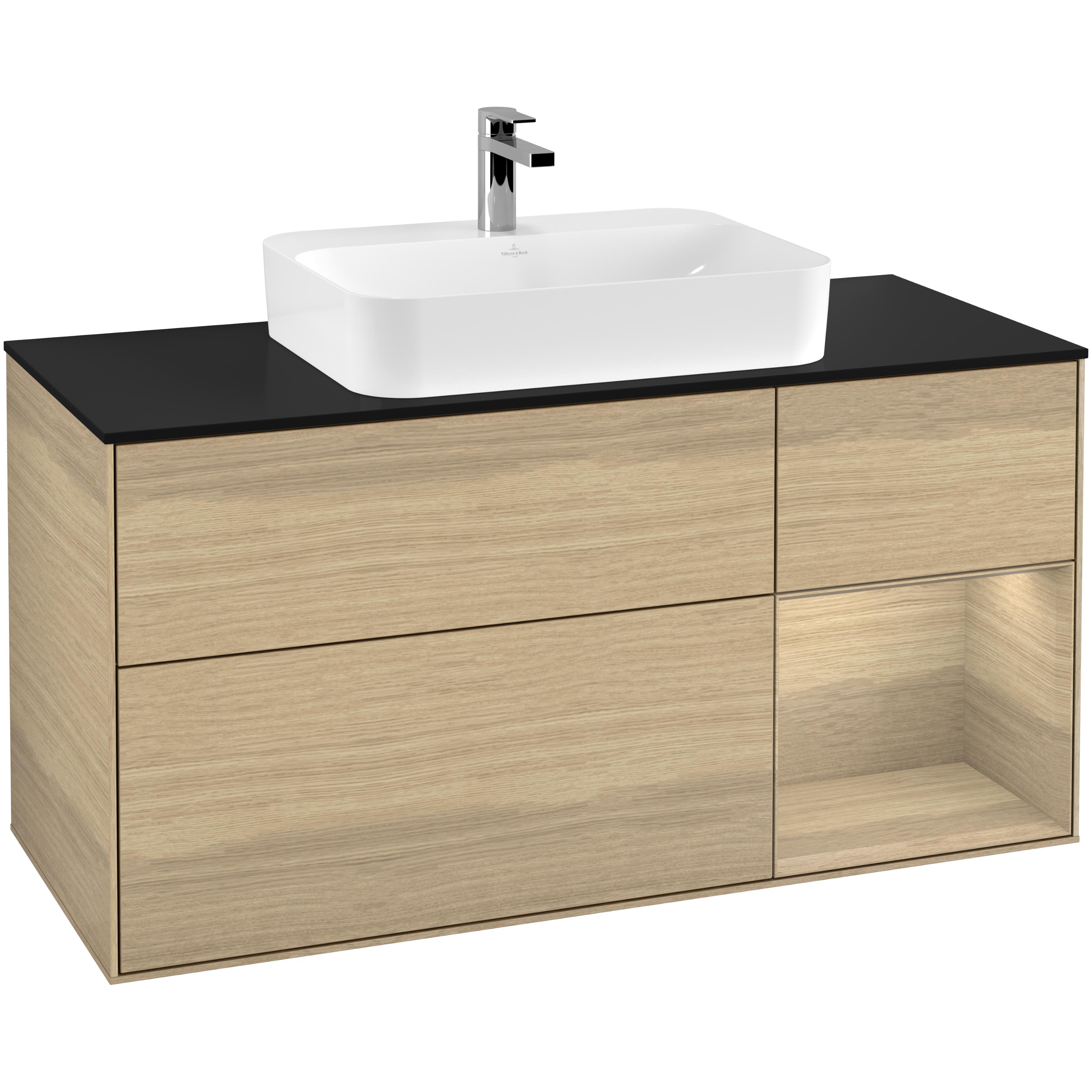 Tvättställsskåp Villeroy & Boch Finion med 3 Lådor Hylla och Bänkskiva för Ytmonterat Tvättställ | badrum - badrumsmobler - tvattstallsskap-och-kommod | KakelKungen