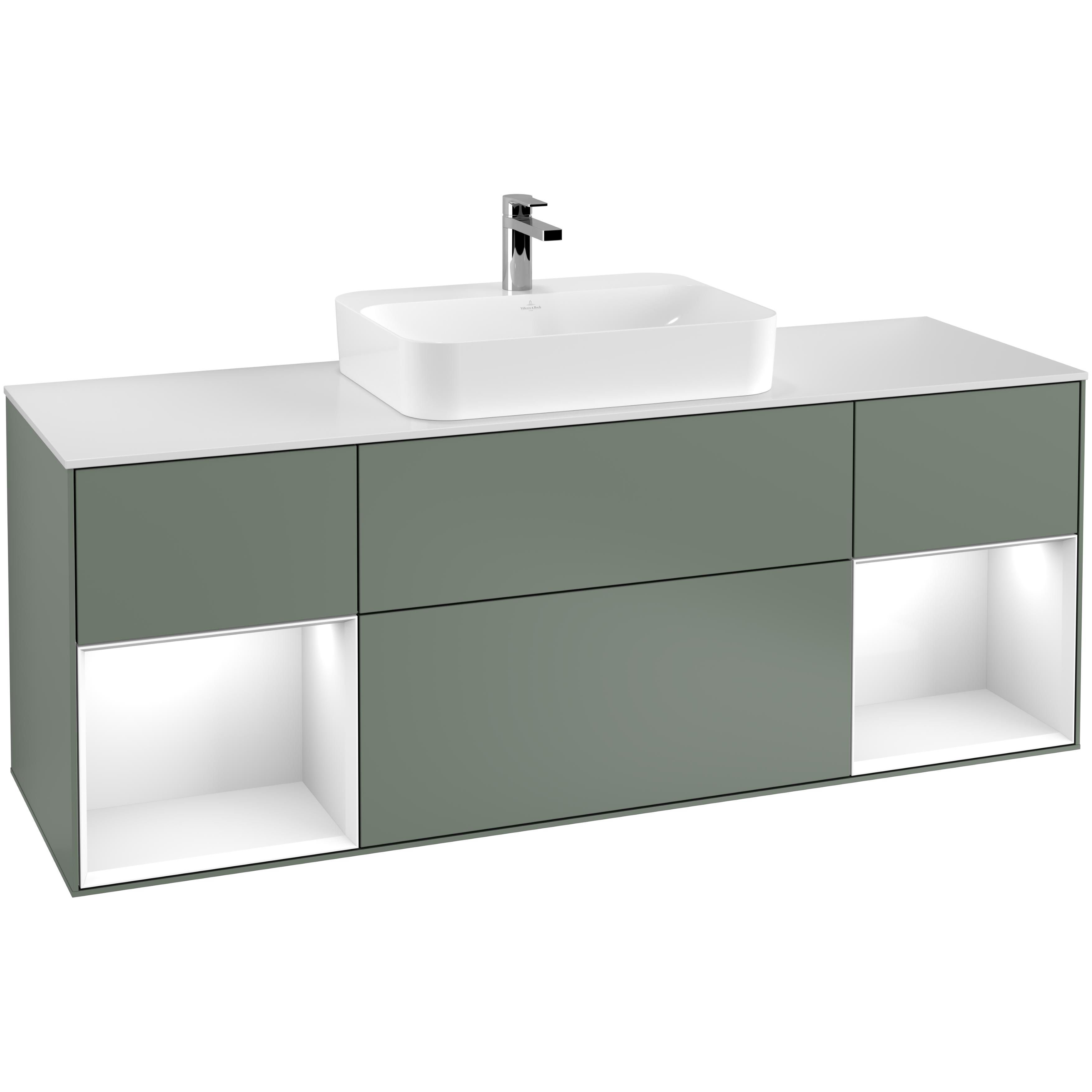 Tvättställsskåp Villeroy & Boch Finion med Två Hyllor och Bänkskiva för Ytmonterat Tvättställ | badrum - badrumsmobler - tvattstallsskap-och-kommod | KakelKungen