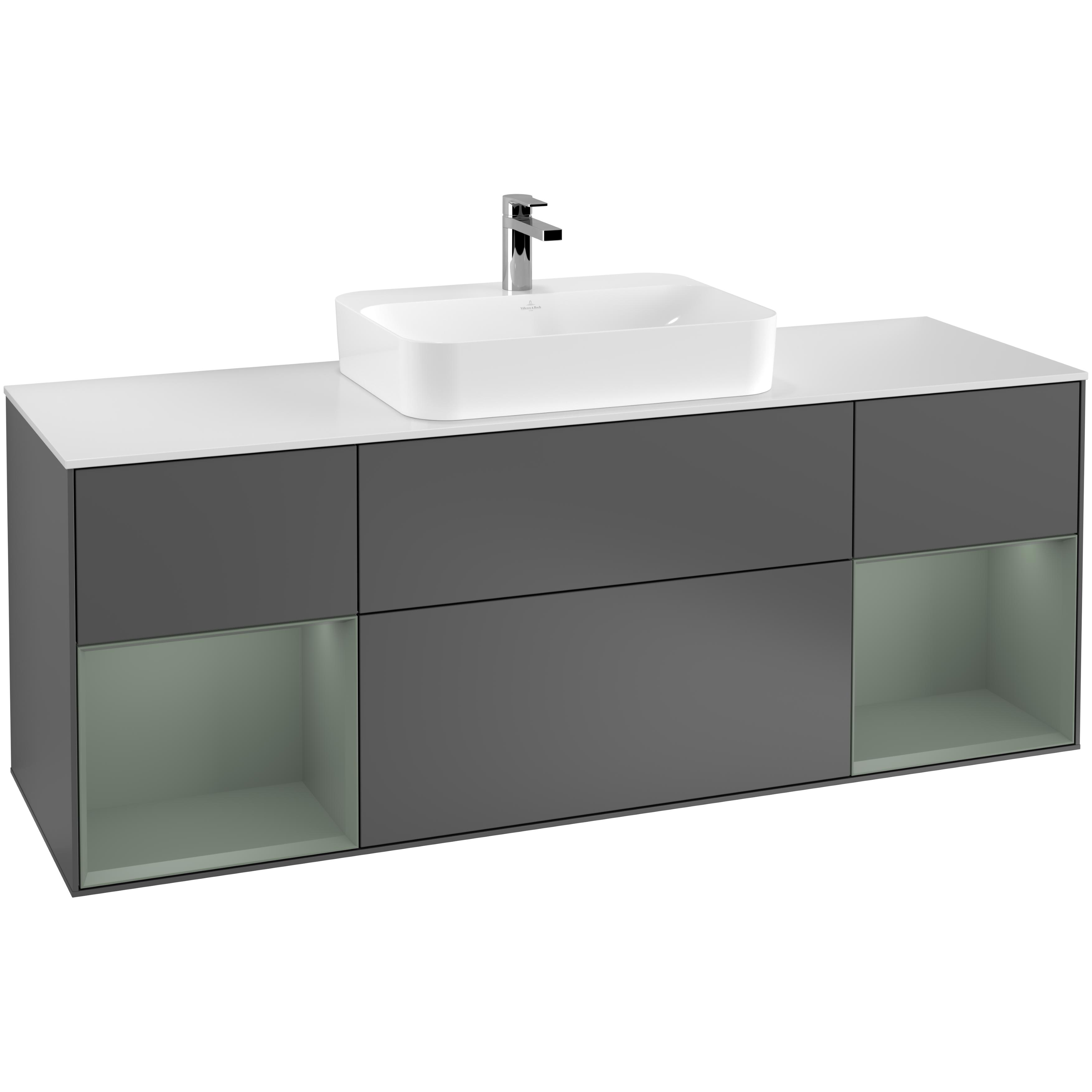 Tvättställsskåp Villeroy & Boch Finion med Två Hyllor och Bänkskiva för Ytmonterat Tvättställ | badrum - badrumsmobler - tvattstallsskap-och-kommod | KakelKungen