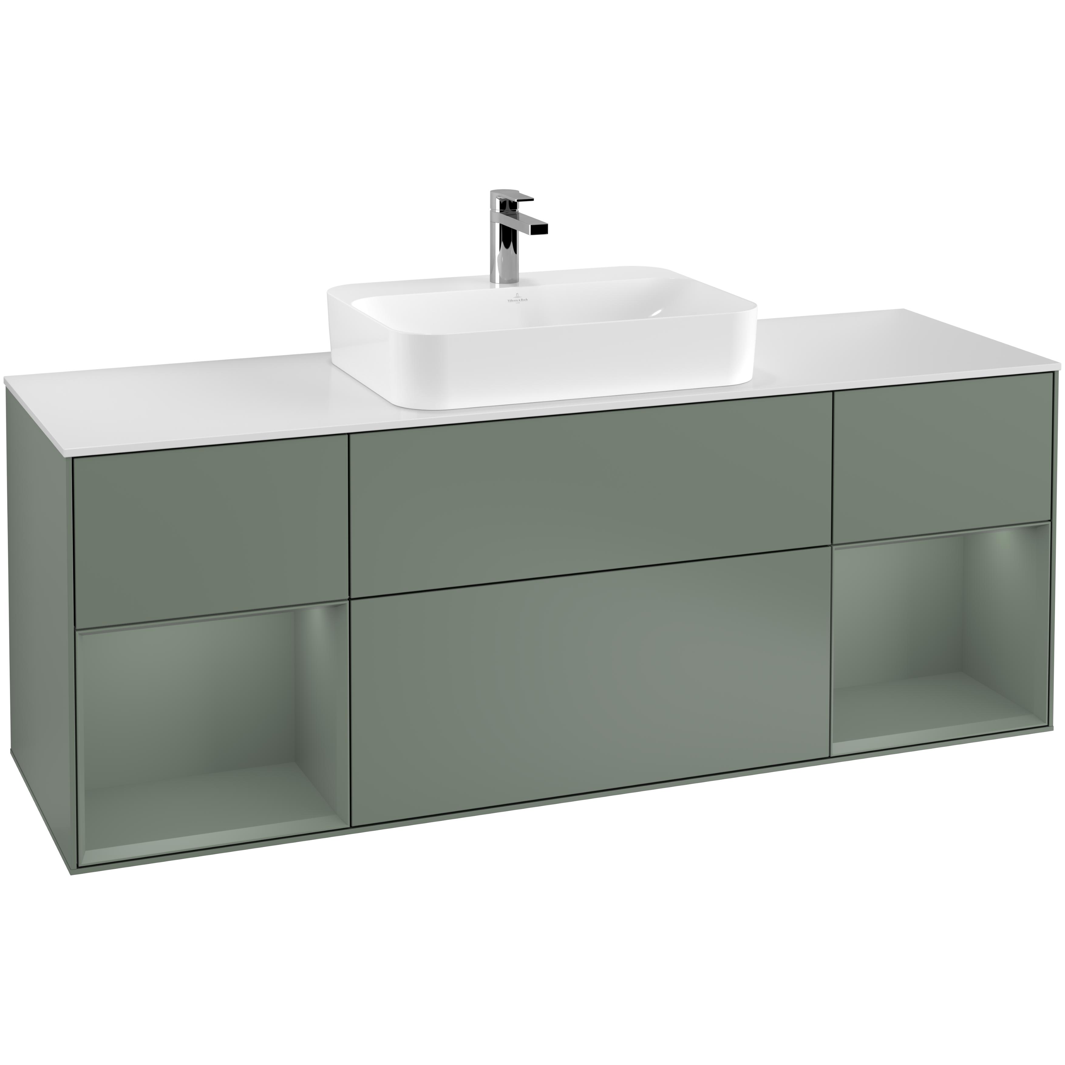 Tvättställsskåp Villeroy & Boch Finion med Två Hyllor och Bänkskiva för Ytmonterat Tvättställ | badrum - badrumsmobler - tvattstallsskap-och-kommod | KakelKungen