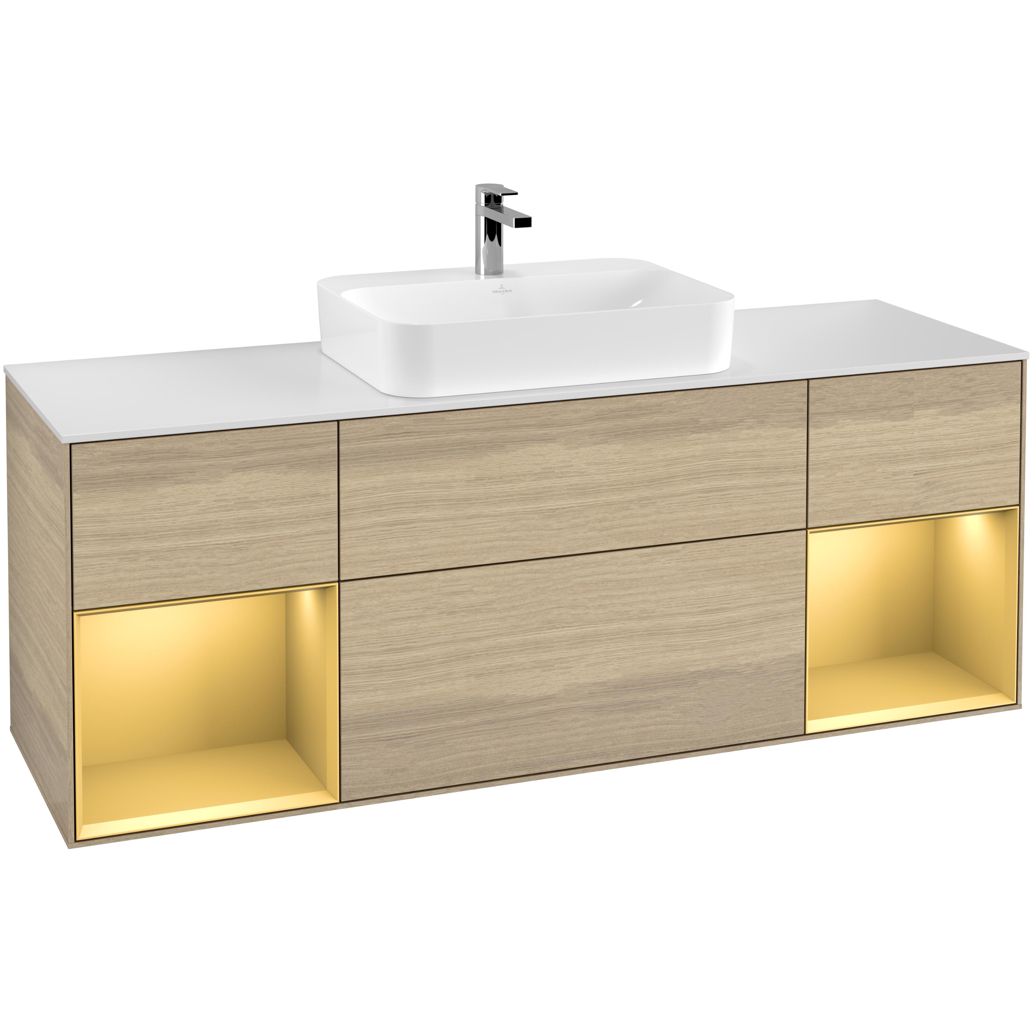 Tvättställsskåp Villeroy & Boch Finion med Två Hyllor och Bänkskiva för Ytmonterat Tvättställ | badrum - badrumsmobler - tvattstallsskap-och-kommod | KakelKungen