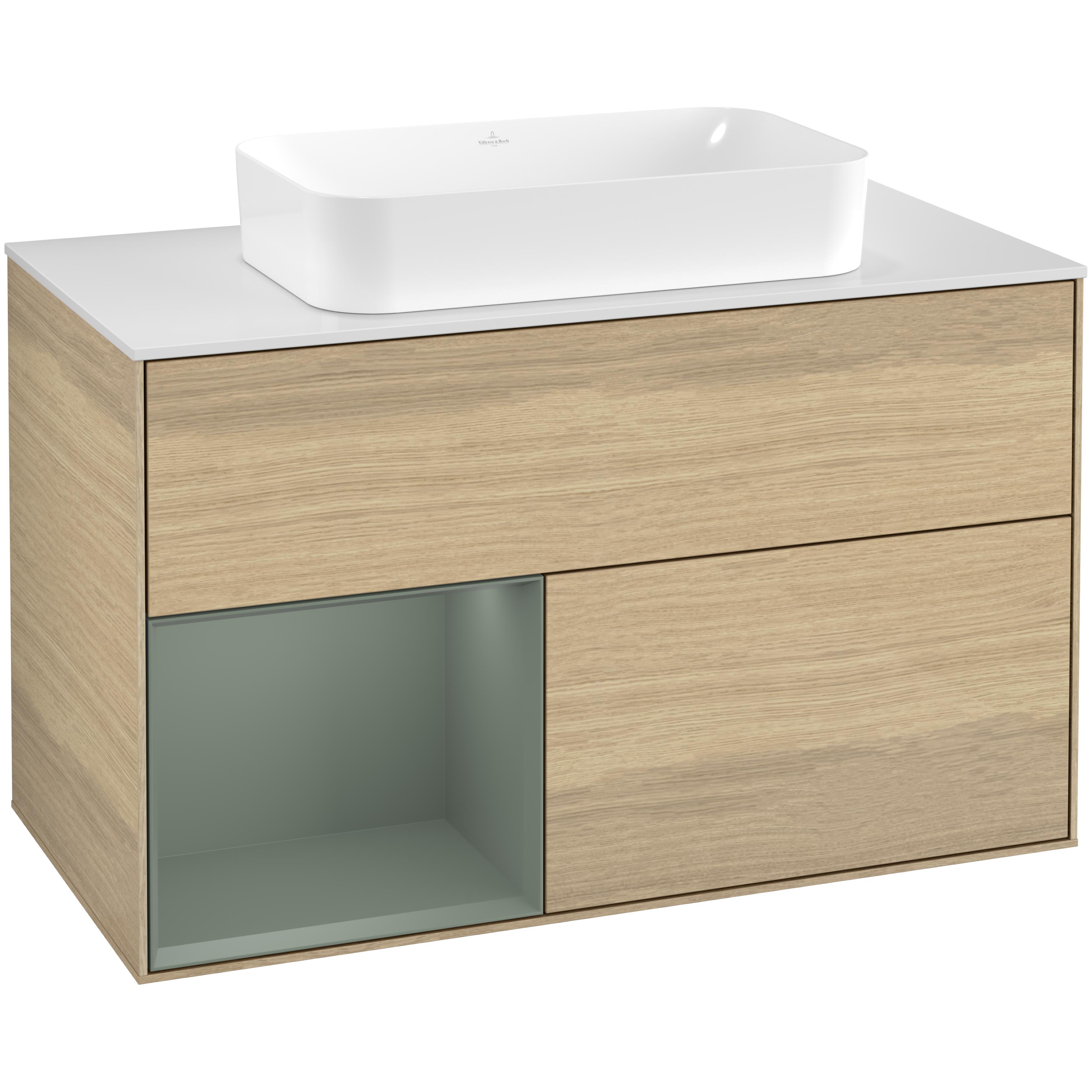 tvättställsskåp villeroy & boch finion med 2 lådor hylla och bänkskiva för fristående tvättställ