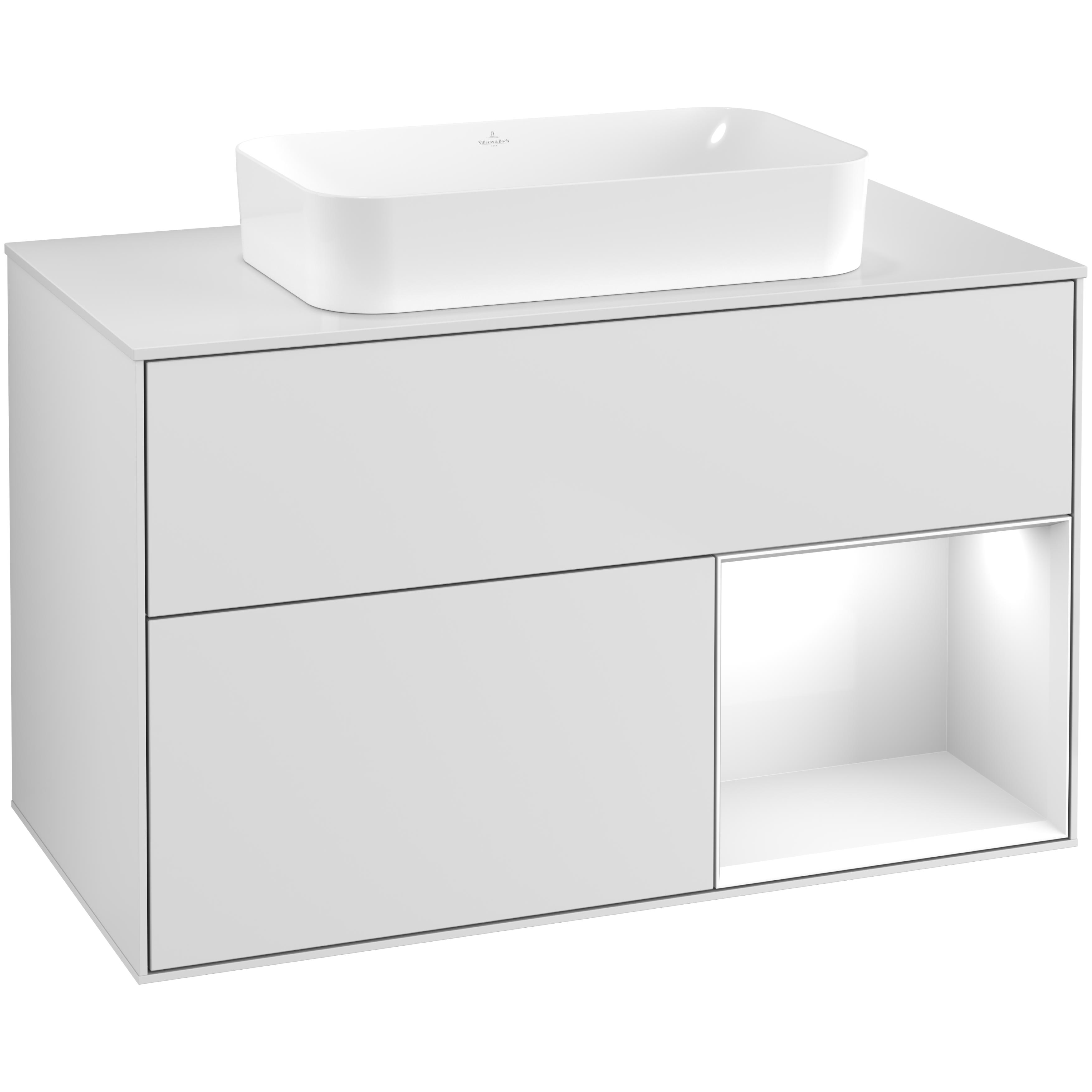 Tvättställsskåp Villeroy & Boch Finion med 2 Lådor Hylla och Bänkskiva för Fristående Tvättställ | badrum - badrumsmobler - tvattstallsskap-och-kommod | KakelKungen