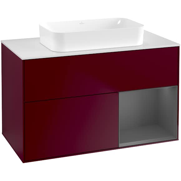 tvättställsskåp villeroy & boch finion med 2 lådor hylla och bänkskiva för fristående tvättställ