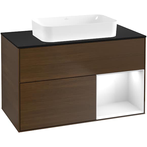 tvättställsskåp villeroy & boch finion med 2 lådor hylla och bänkskiva för fristående tvättställ