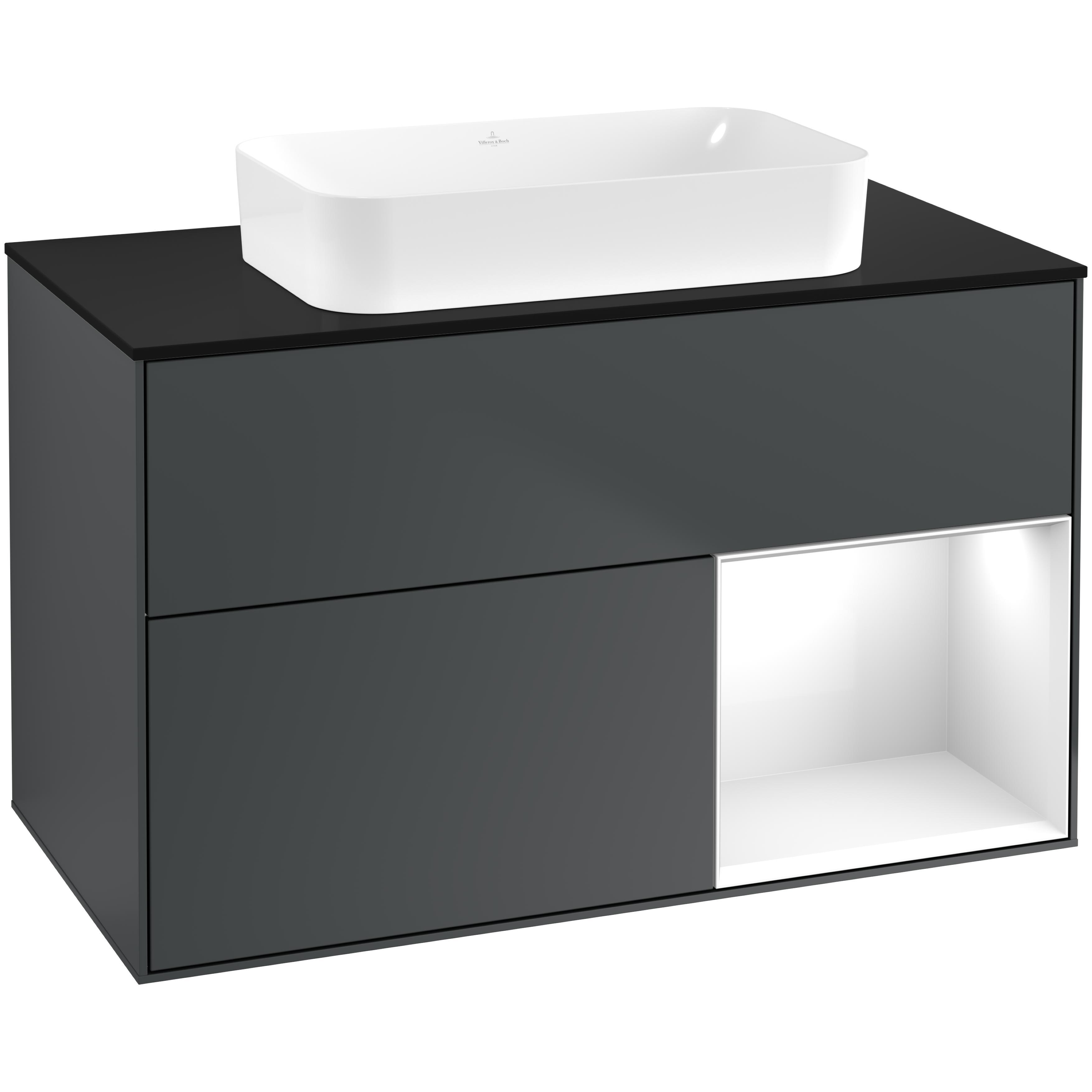 Tvättställsskåp Villeroy & Boch Finion med 2 Lådor Hylla och Bänkskiva för Fristående Tvättställ | badrum - badrumsmobler - tvattstallsskap-och-kommod | KakelKungen