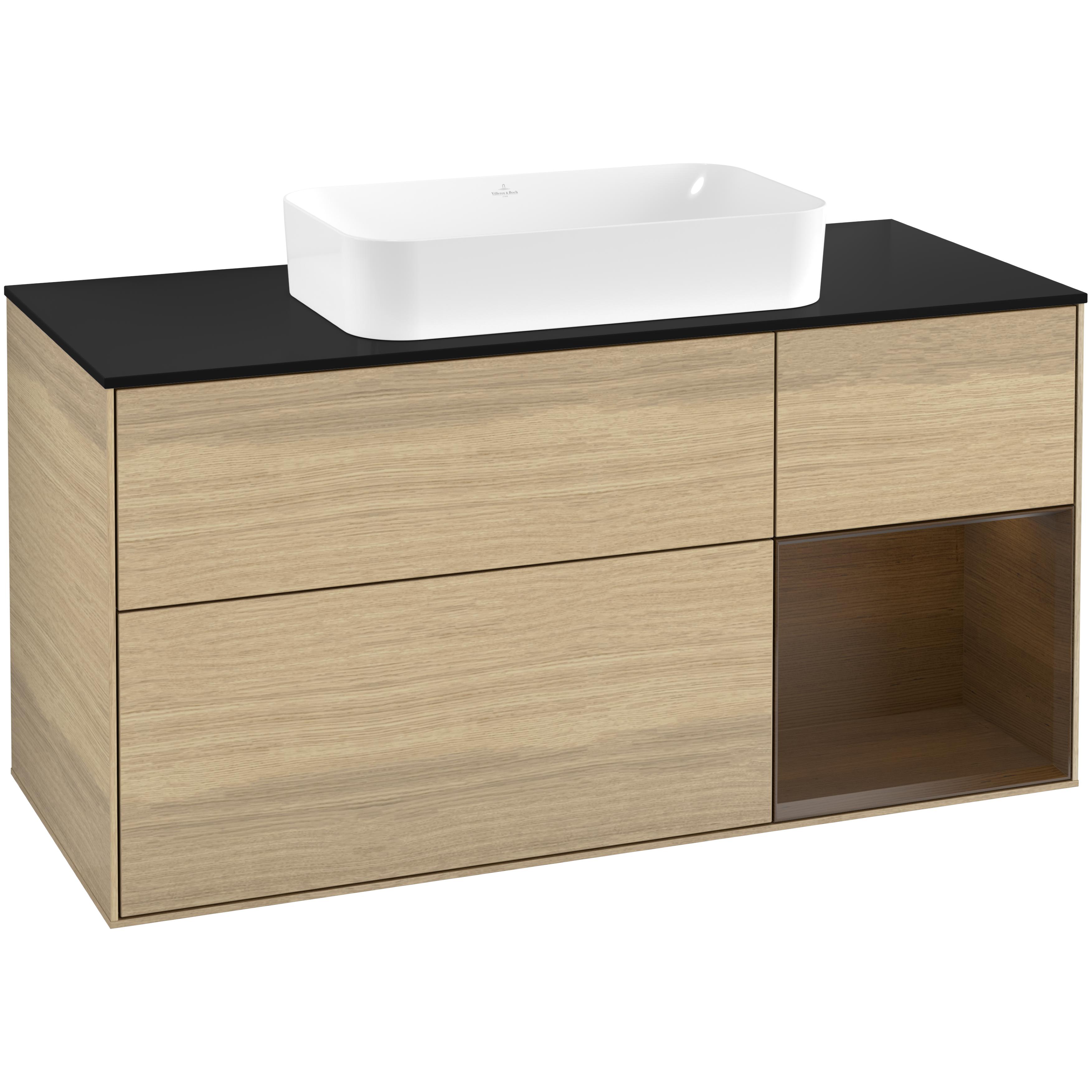 tvättställsskåp villeroy & boch finion med 3 lådor hylla och bänkskiva för fristående tvättställ