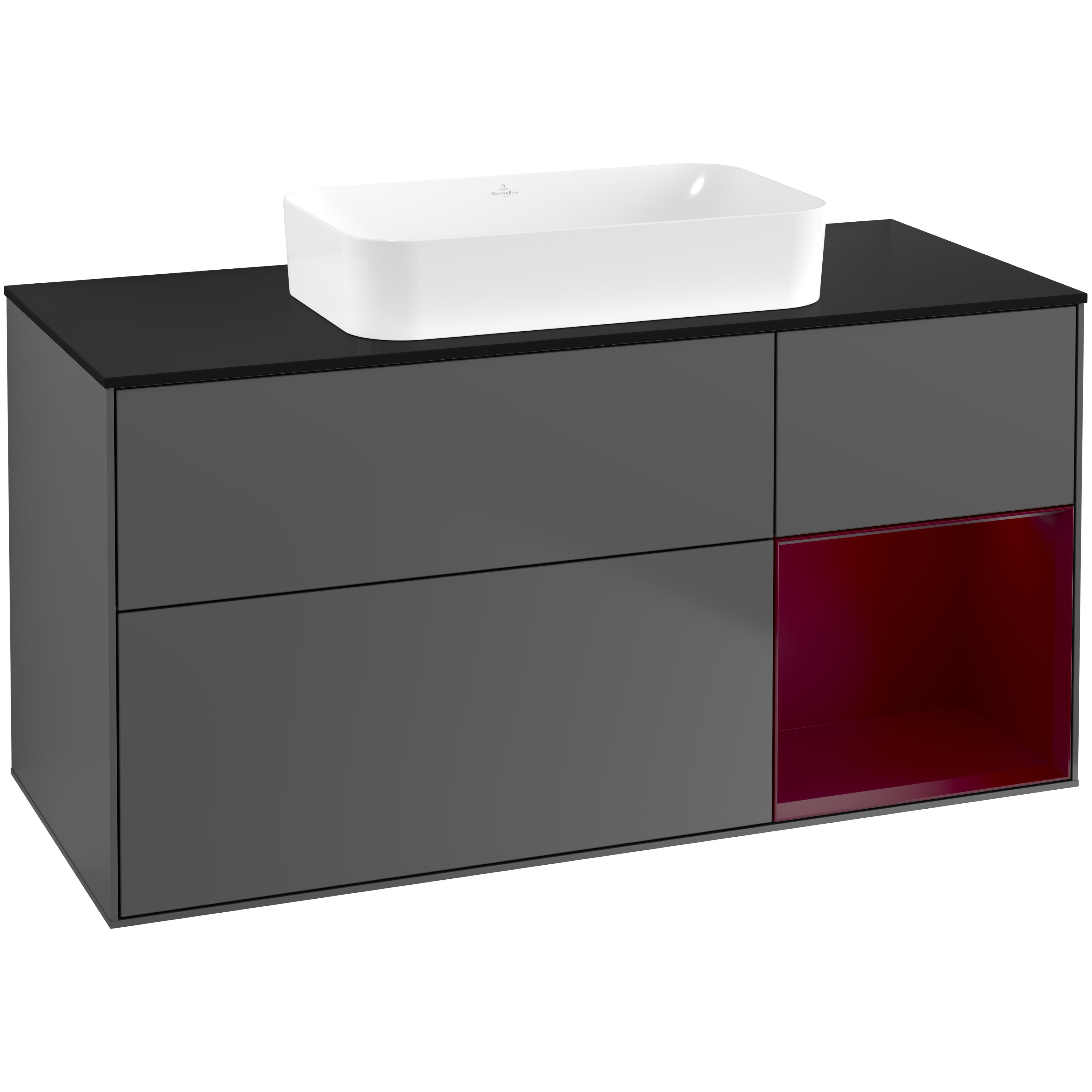 tvättställsskåp villeroy & boch finion med 3 lådor hylla och bänkskiva för fristående tvättställ