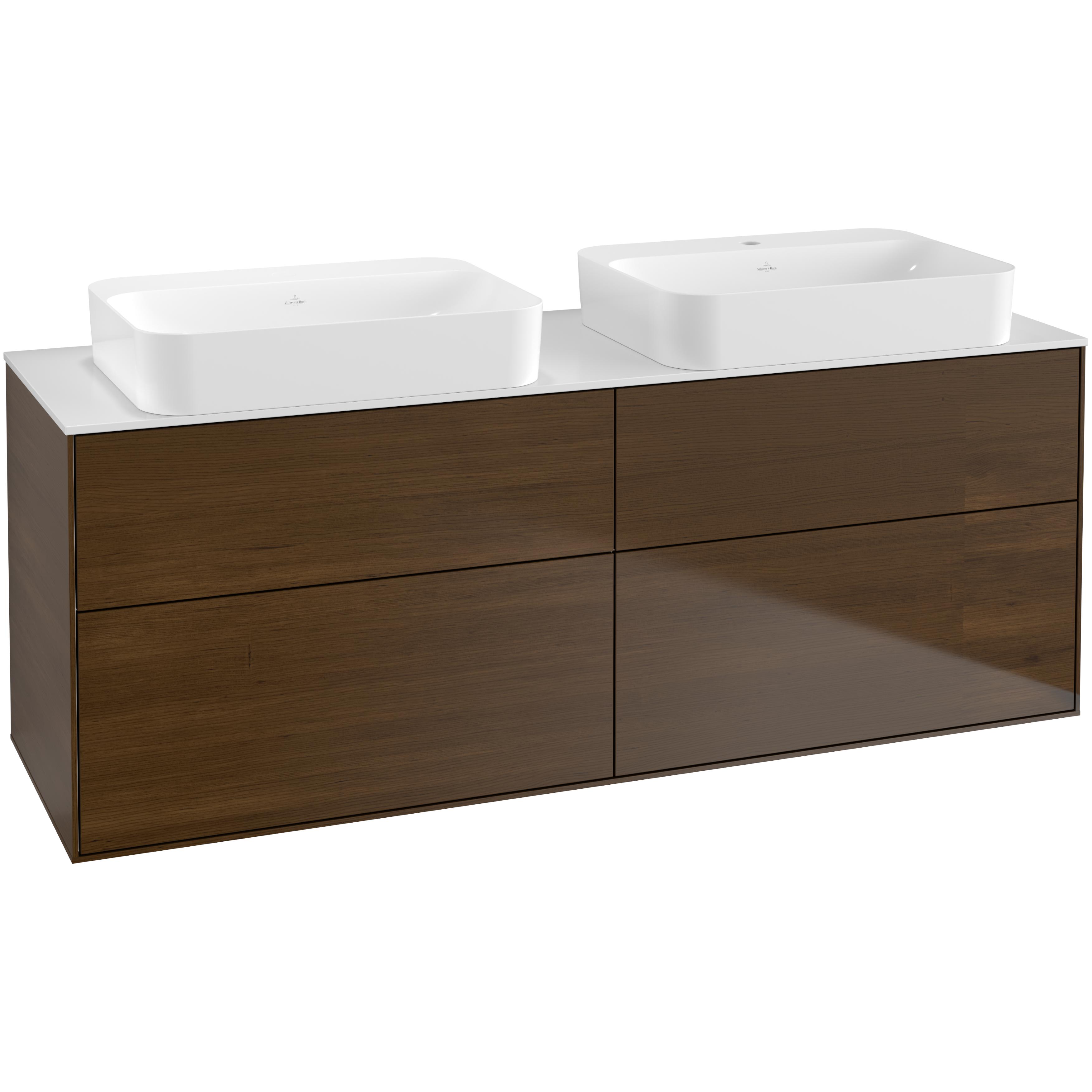 Tvättställsskåp Villeroy & Boch Finion med 4 Lådor och Bänkskiva för Två Fristående Tvättställ