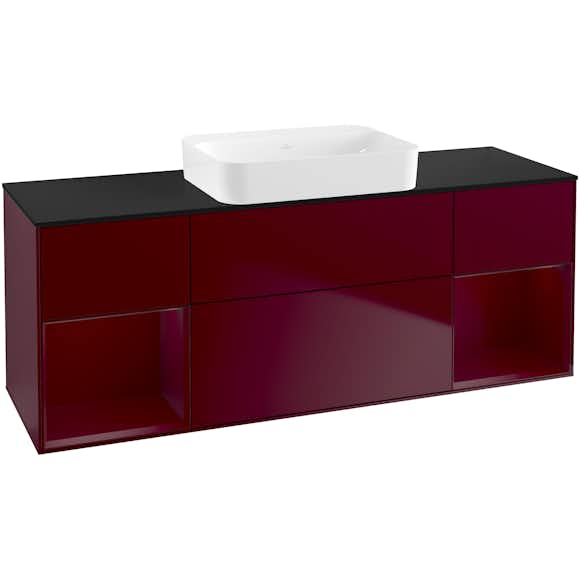 tvättställsskåp villeroy & boch finion med två hyllor och bänkskiva för fristående tvättställ