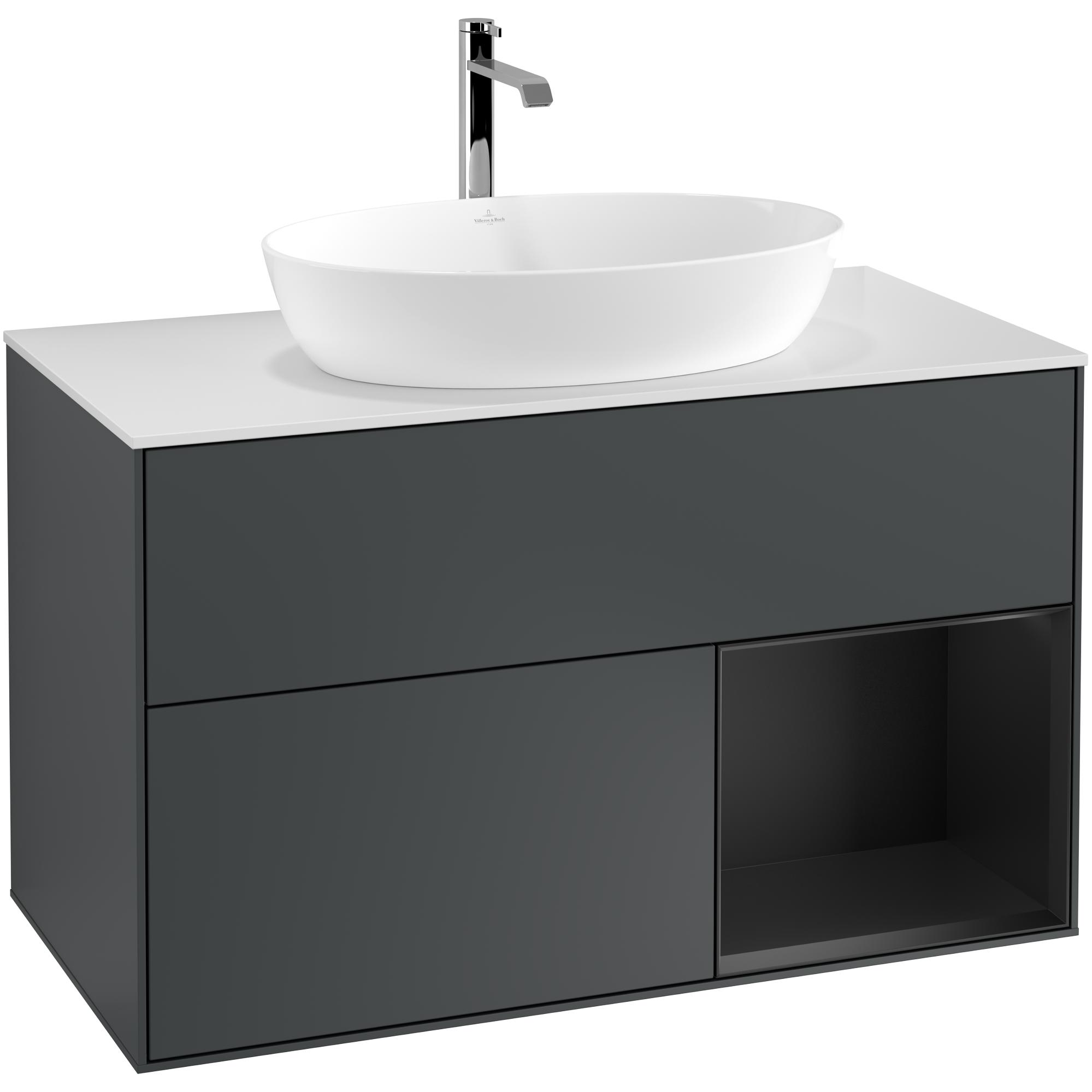 tvättställsskåp villeroy & boch finion med 2 lådor hylla och bänkskiva för fristående tvättställ från artis & collaro