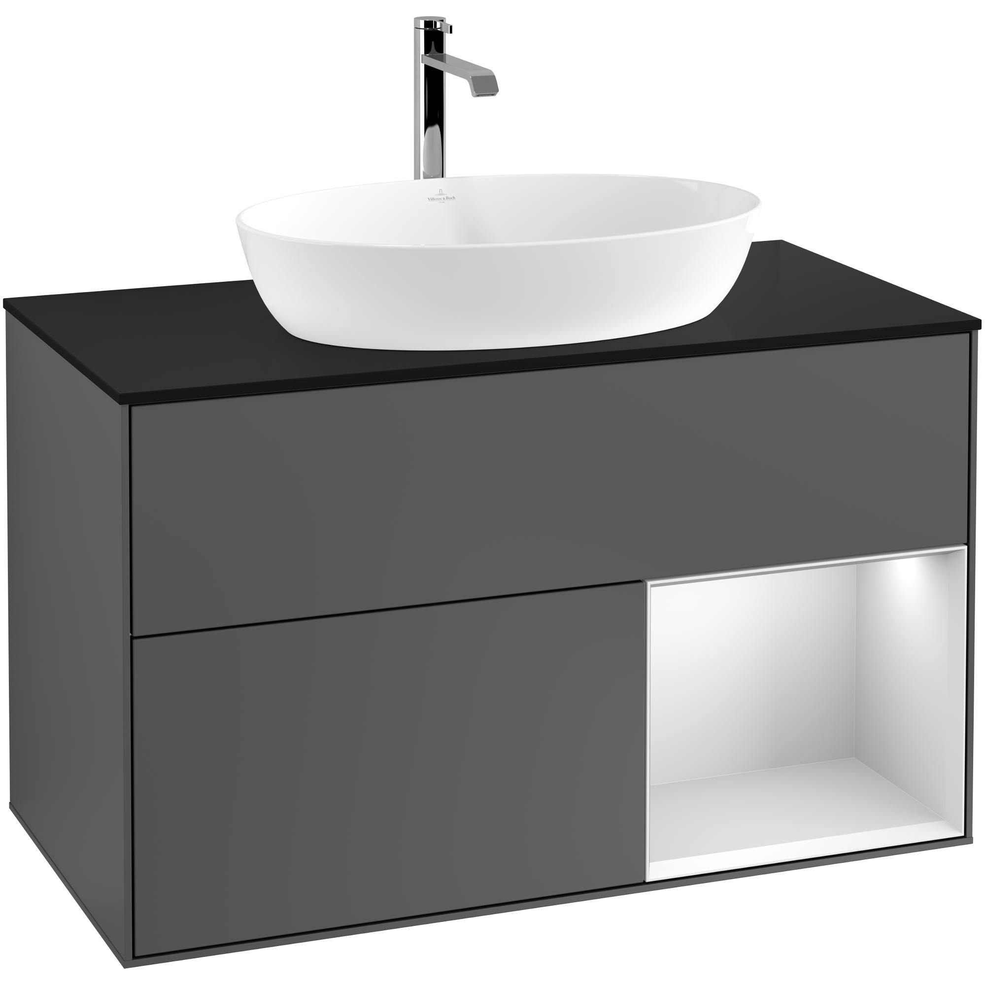 tvättställsskåp villeroy & boch finion med 2 lådor hylla och bänkskiva för fristående tvättställ från artis & collaro