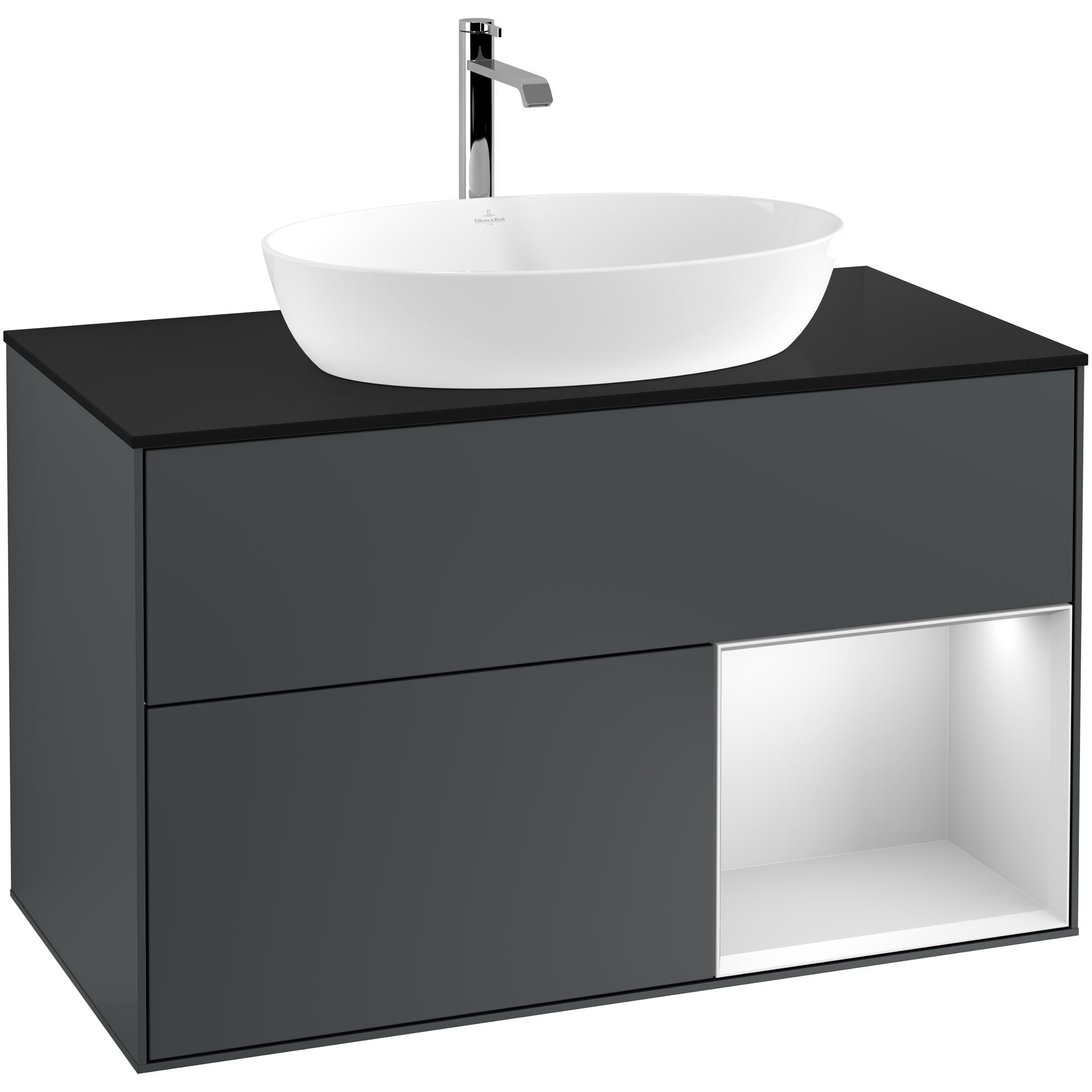 tvättställsskåp villeroy & boch finion med 2 lådor hylla och bänkskiva för fristående tvättställ från artis & collaro