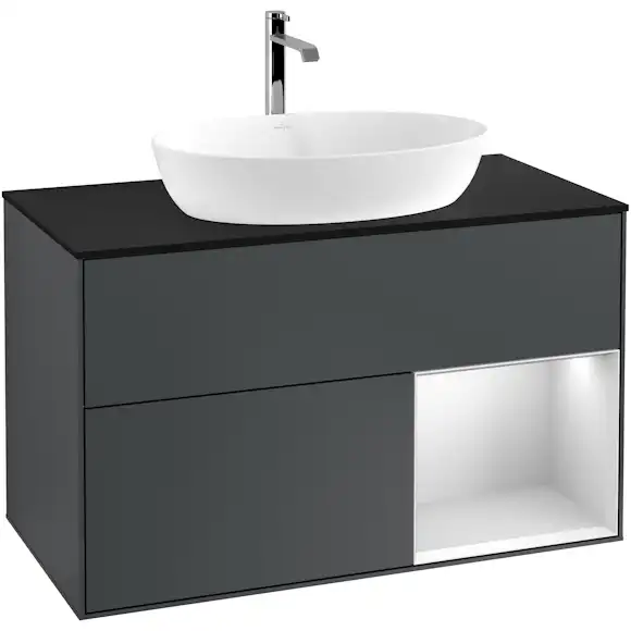 tvättställsskåp villeroy & boch finion med 2 lådor hylla och bänkskiva för fristående tvättställ från artis & collaro