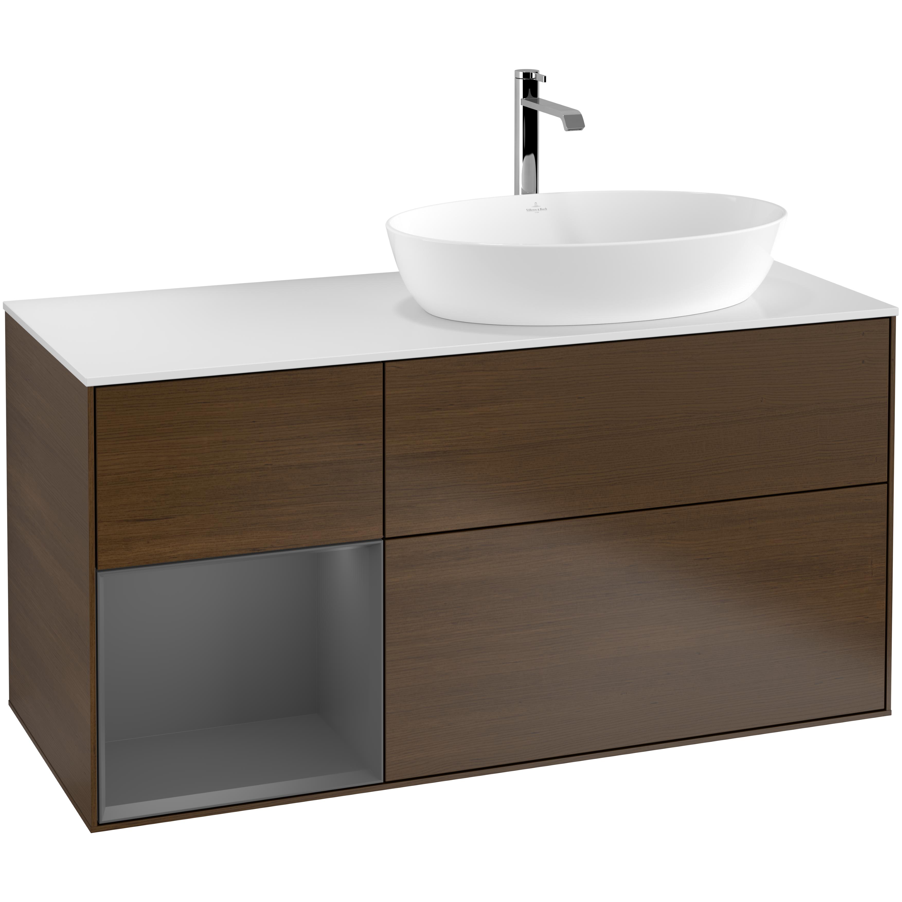 Tvättställsskåp Villeroy & Boch Finion med 3 Lådor Hylla och Bänkskiva för Ocentrerat Tvättställ från Artis & Collaro | badrum - badrumsmobler - tvattstallsskap-och-kommod | KakelKungen