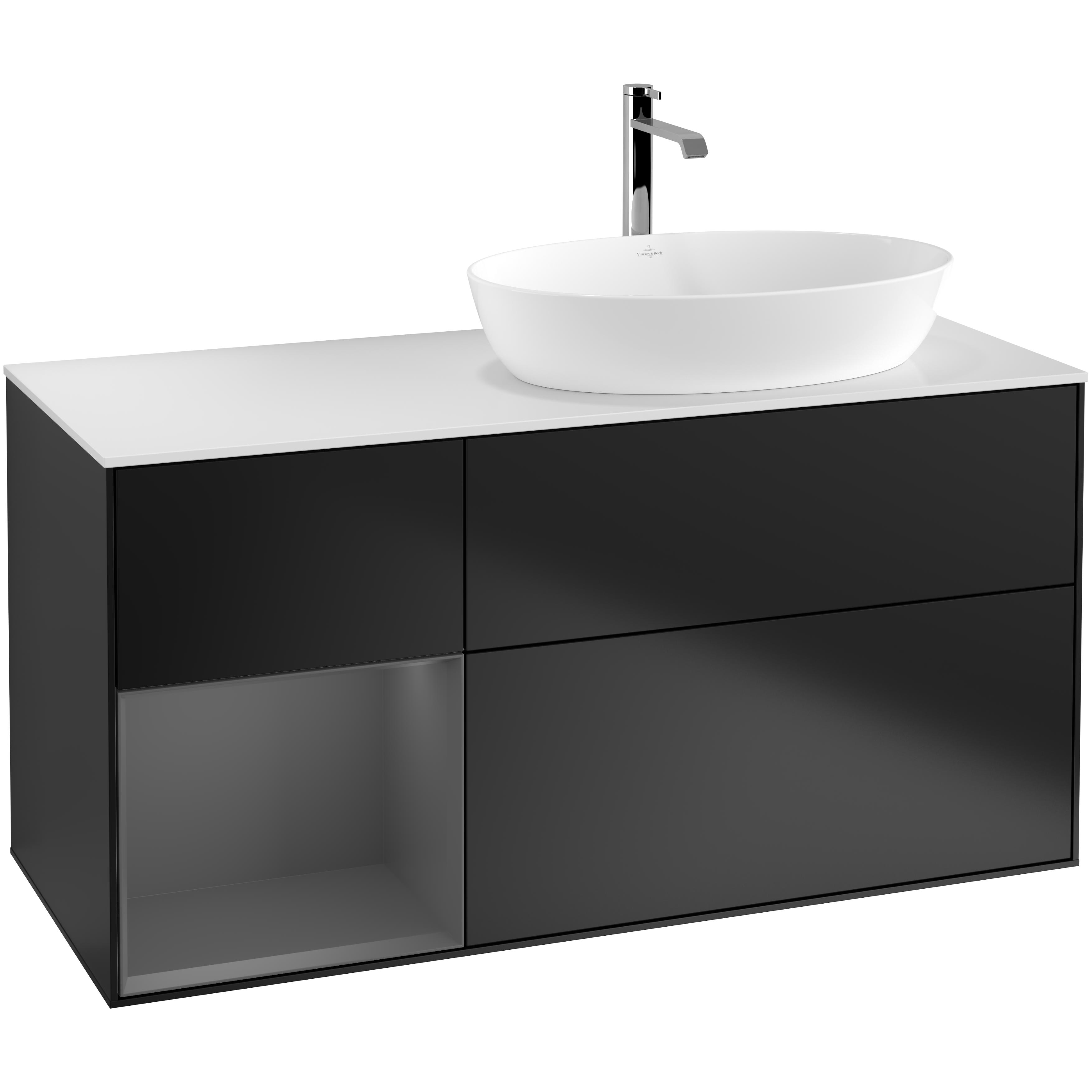 Tvättställsskåp Villeroy & Boch Finion med 3 Lådor Hylla och Bänkskiva för Ocentrerat Tvättställ från Artis & Collaro | badrum - badrumsmobler - tvattstallsskap-och-kommod | KakelKungen