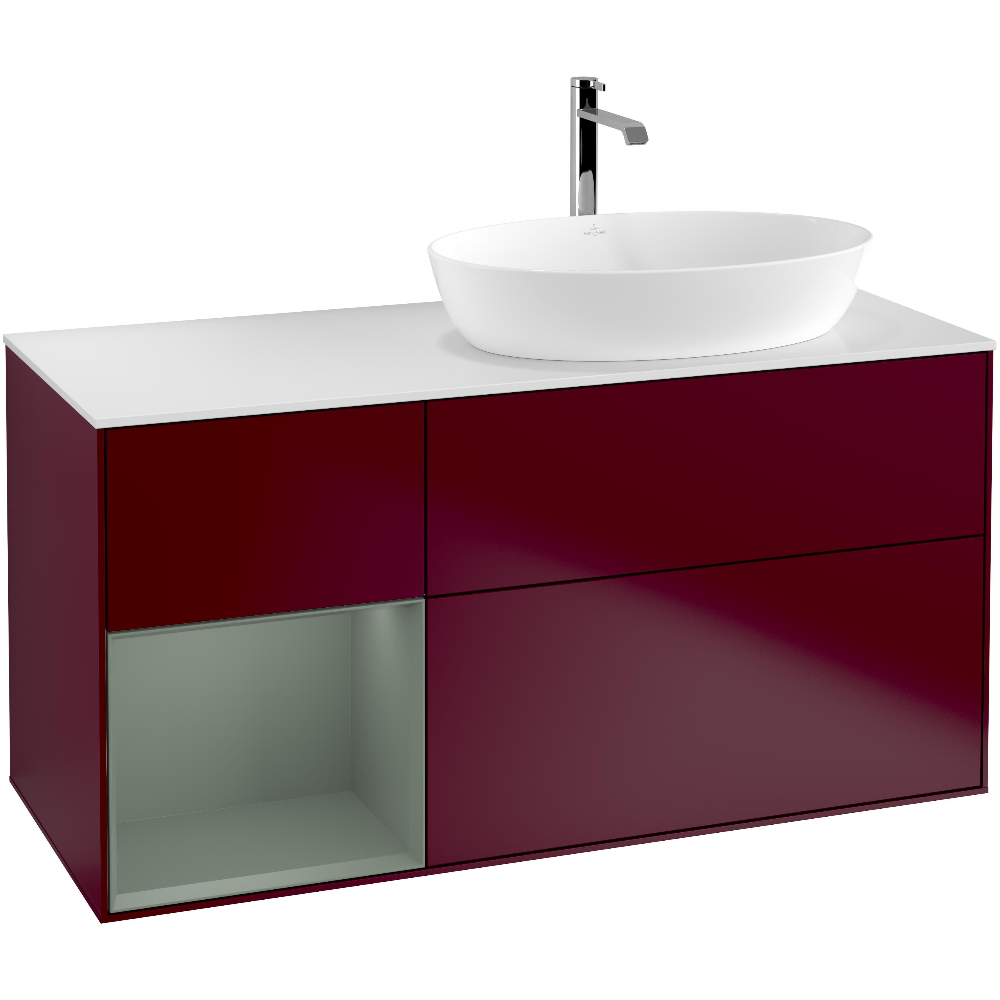 Tvättställsskåp Villeroy & Boch Finion med 3 Lådor Hylla och Bänkskiva för Ocentrerat Tvättställ från Artis & Collaro | badrum - badrumsmobler - tvattstallsskap-och-kommod | KakelKungen