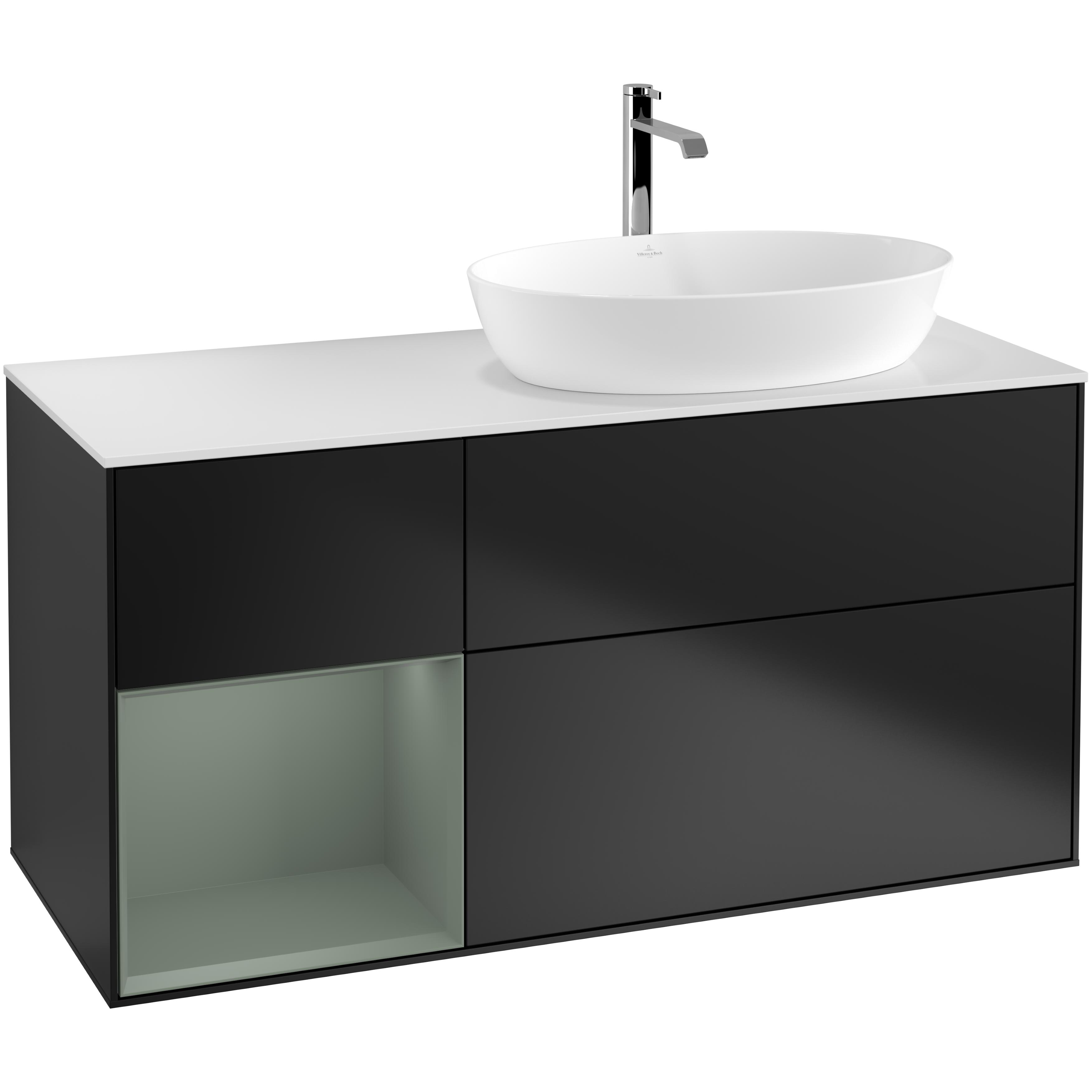 Tvättställsskåp Villeroy & Boch Finion med 3 Lådor Hylla och Bänkskiva för Ocentrerat Tvättställ från Artis & Collaro | badrum - badrumsmobler - tvattstallsskap-och-kommod | KakelKungen