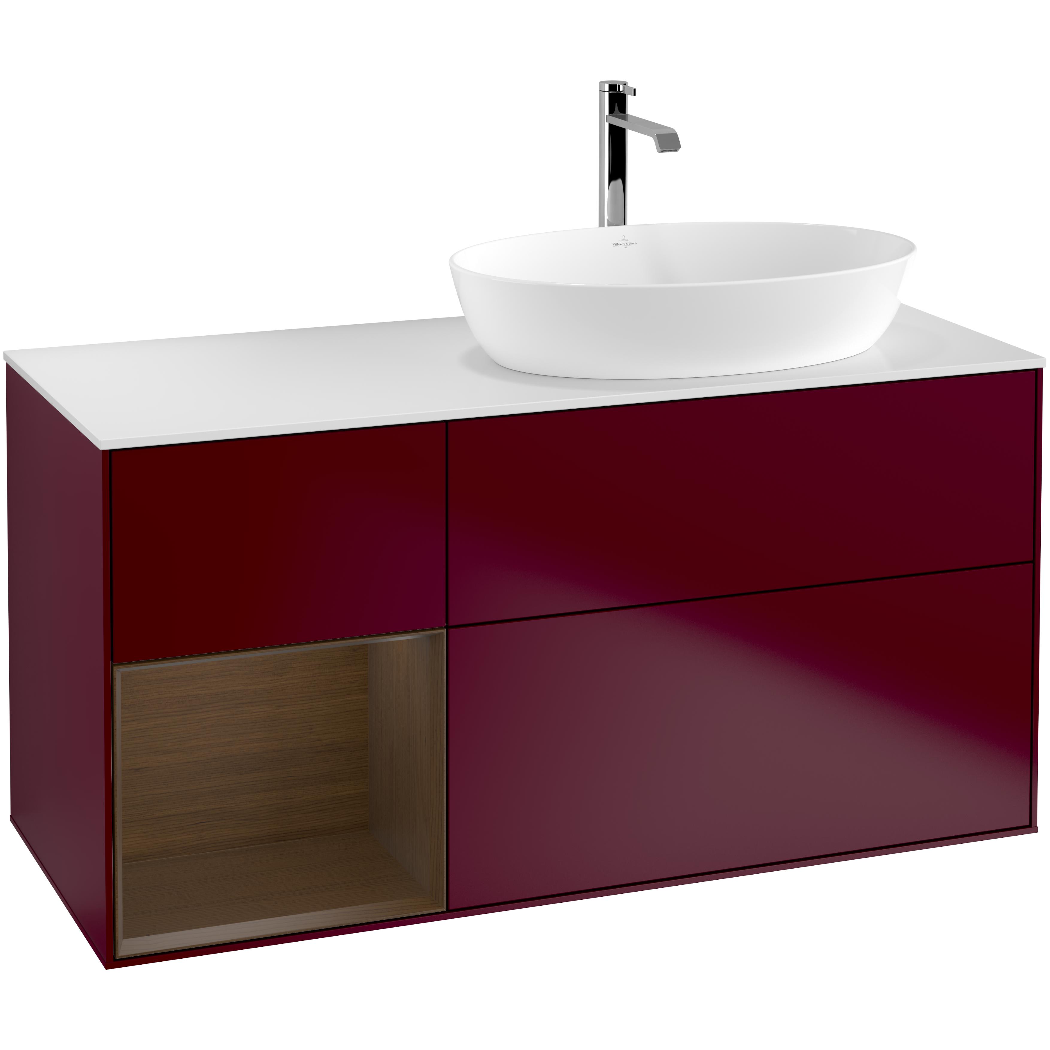 Tvättställsskåp Villeroy & Boch Finion med 3 Lådor Hylla och Bänkskiva för Ocentrerat Tvättställ från Artis & Collaro | badrum - badrumsmobler - tvattstallsskap-och-kommod | KakelKungen