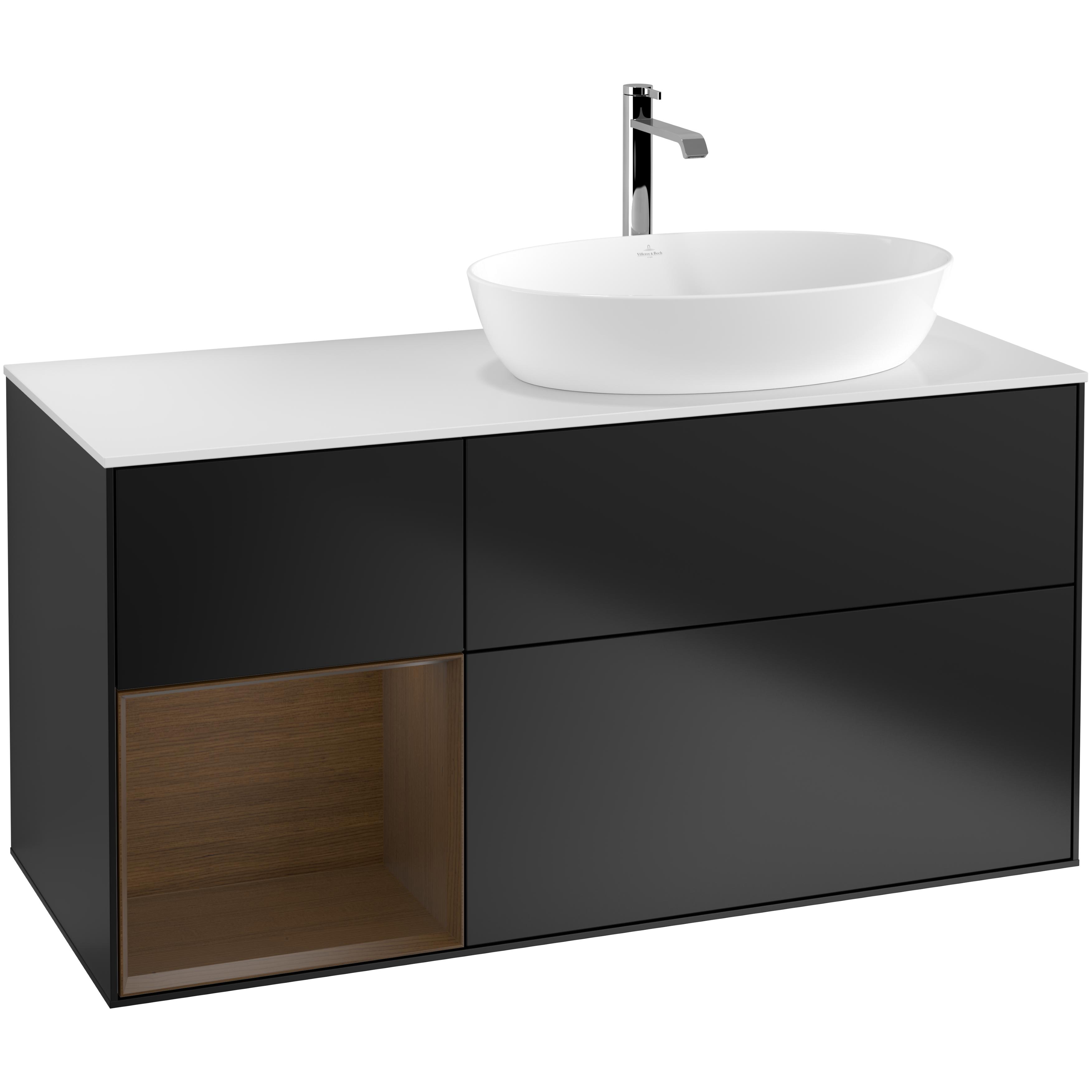 Tvättställsskåp Villeroy & Boch Finion med 3 Lådor Hylla och Bänkskiva för Ocentrerat Tvättställ från Artis & Collaro | badrum - badrumsmobler - tvattstallsskap-och-kommod | KakelKungen