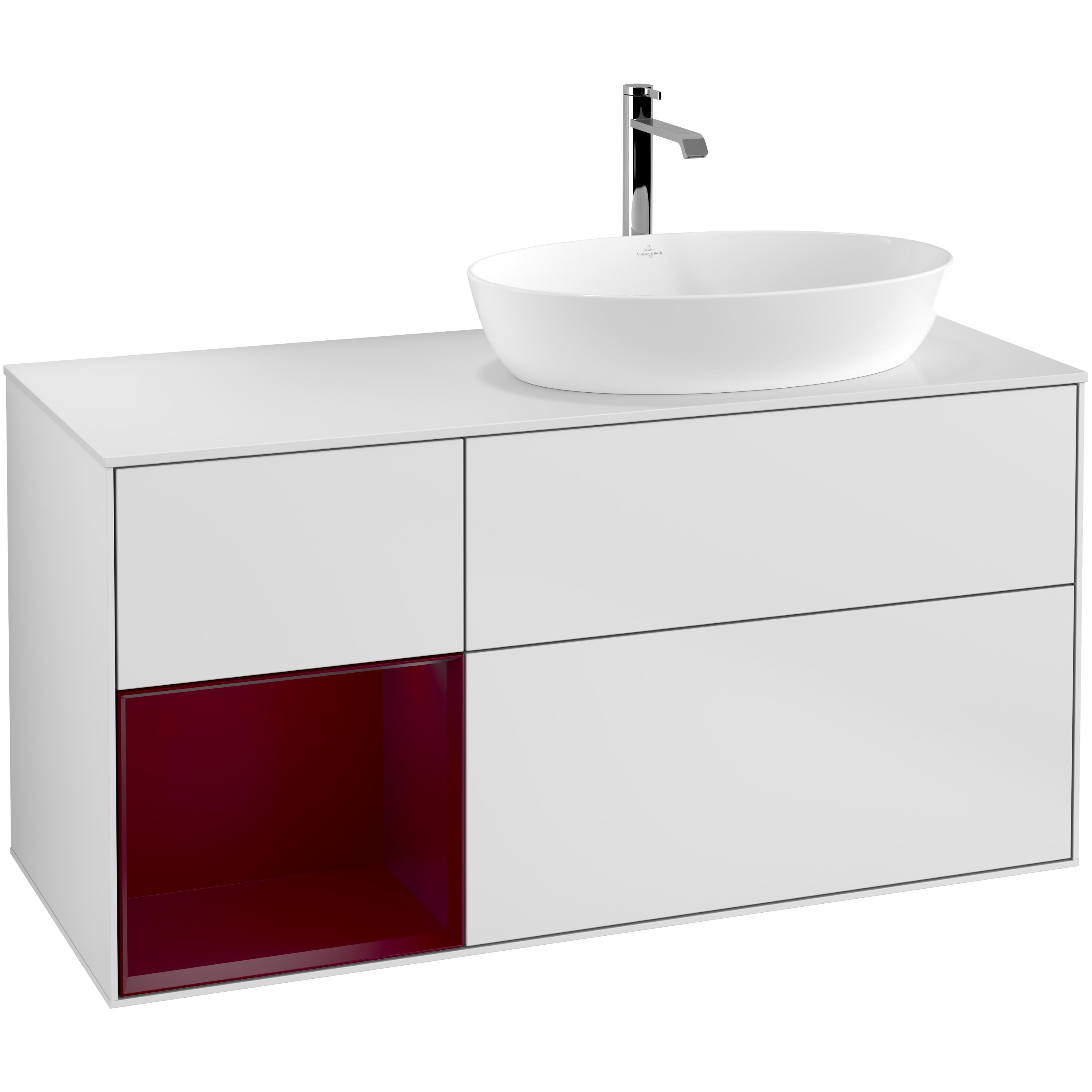 Tvättställsskåp Villeroy & Boch Finion med 3 Lådor Hylla och Bänkskiva för Ocentrerat Tvättställ från Artis & Collaro | badrum - badrumsmobler - tvattstallsskap-och-kommod | KakelKungen