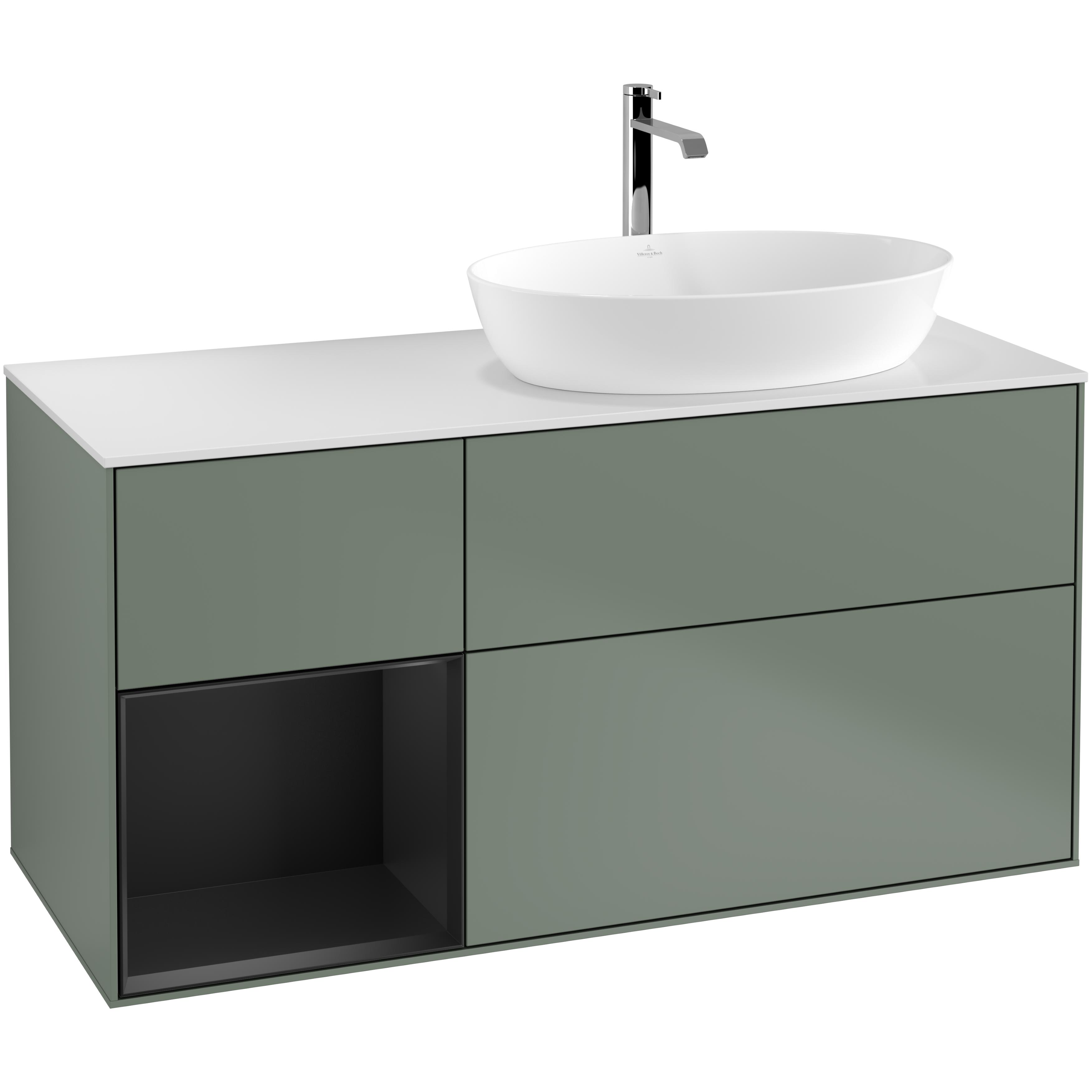 Tvättställsskåp Villeroy & Boch Finion med 3 Lådor Hylla och Bänkskiva för Ocentrerat Tvättställ från Artis & Collaro | badrum - badrumsmobler - tvattstallsskap-och-kommod | KakelKungen