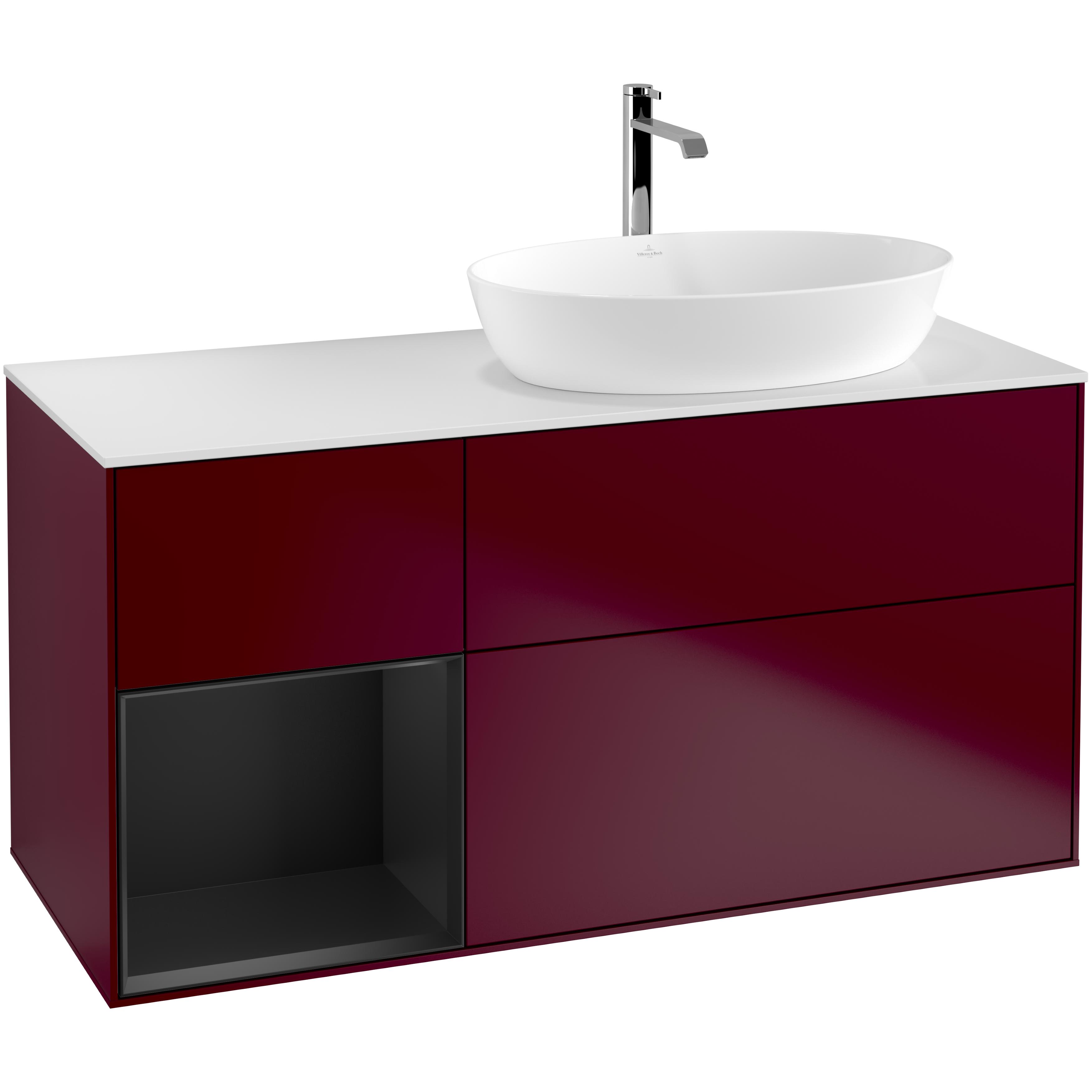 Tvättställsskåp Villeroy & Boch Finion med 3 Lådor Hylla och Bänkskiva för Ocentrerat Tvättställ från Artis & Collaro | badrum - badrumsmobler - tvattstallsskap-och-kommod | KakelKungen