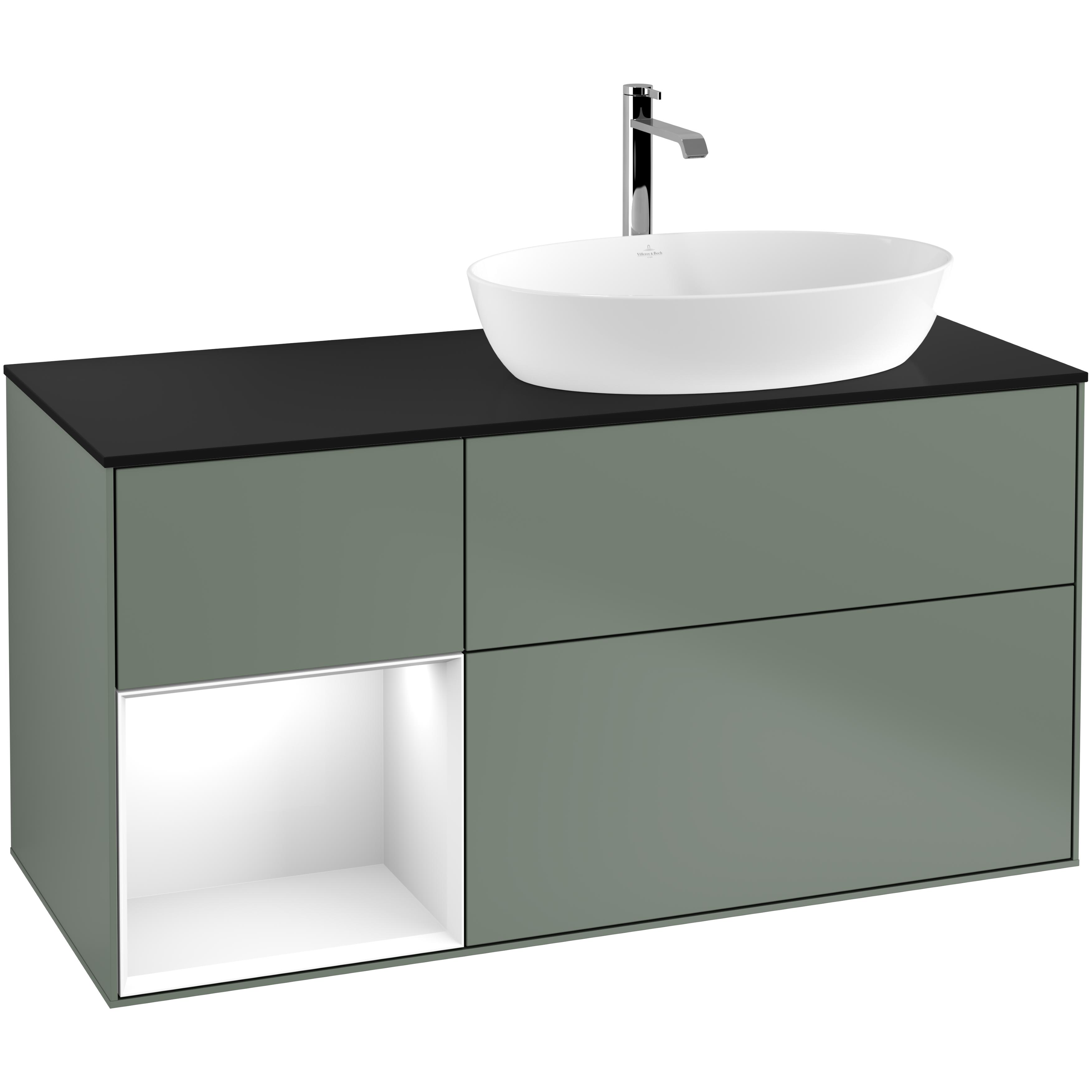 Tvättställsskåp Villeroy & Boch Finion med 3 Lådor Hylla och Bänkskiva för Ocentrerat Tvättställ från Artis & Collaro | badrum - badrumsmobler - tvattstallsskap-och-kommod | KakelKungen