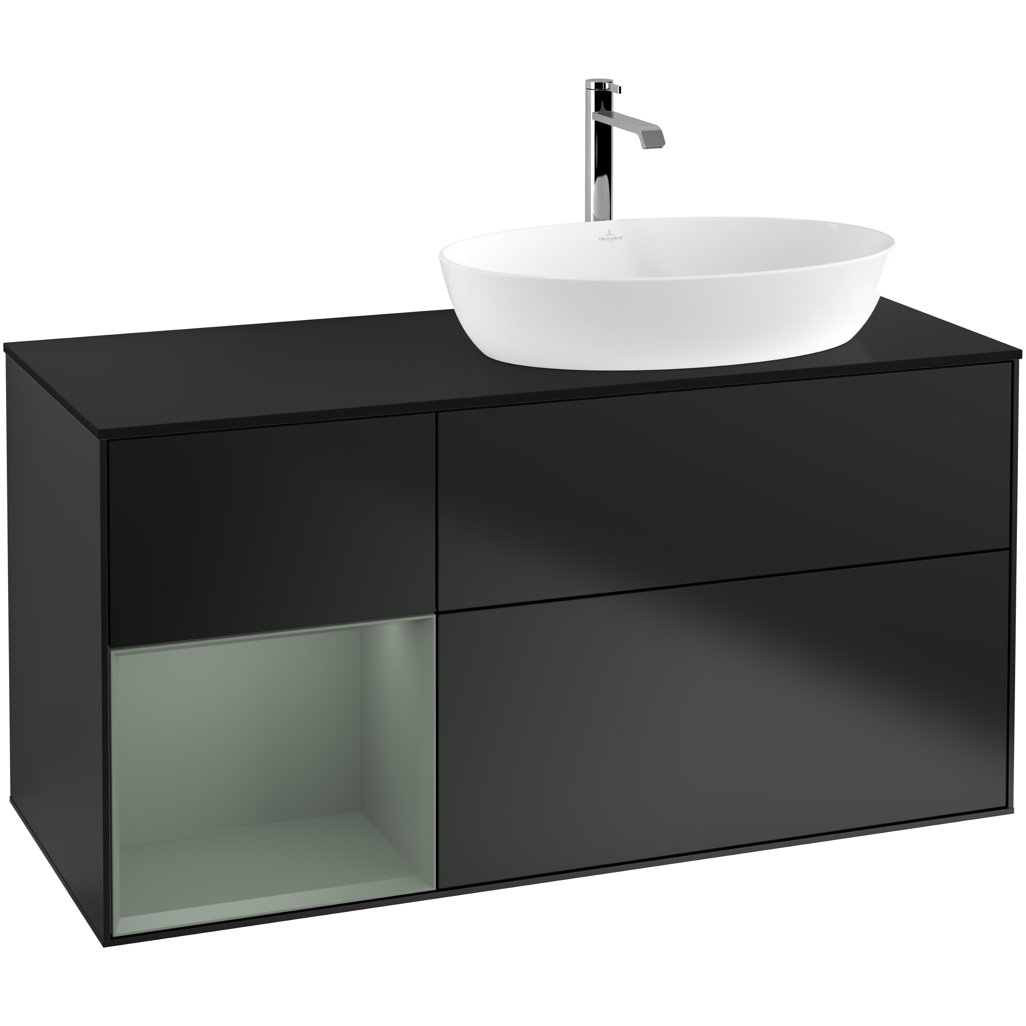 Tvättställsskåp Villeroy & Boch Finion med 3 Lådor Hylla och Bänkskiva för Ocentrerat Tvättställ från Artis & Collaro | badrum - badrumsmobler - tvattstallsskap-och-kommod | KakelKungen