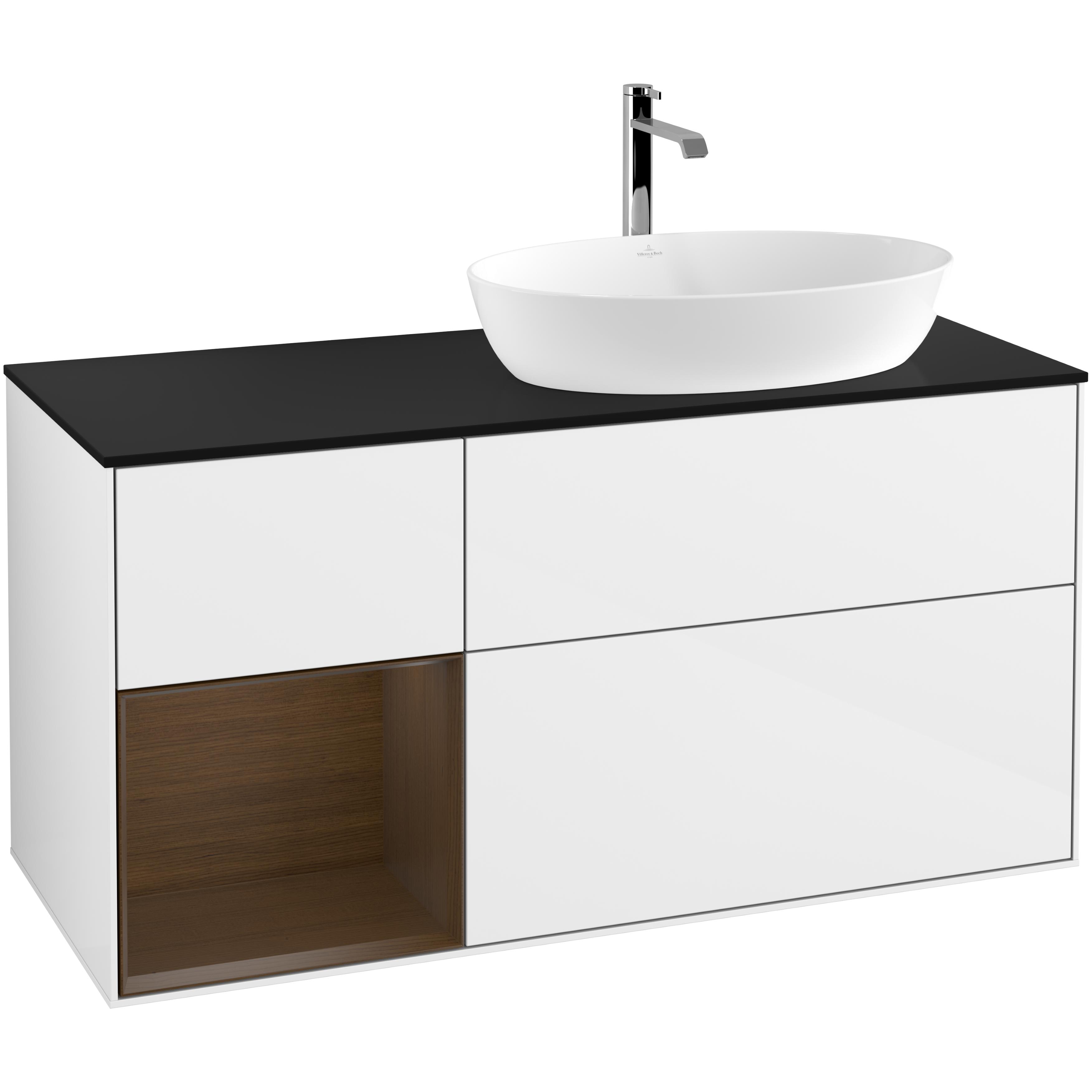 Tvättställsskåp Villeroy & Boch Finion med 3 Lådor Hylla och Bänkskiva för Ocentrerat Tvättställ från Artis & Collaro | badrum - badrumsmobler - tvattstallsskap-och-kommod | KakelKungen