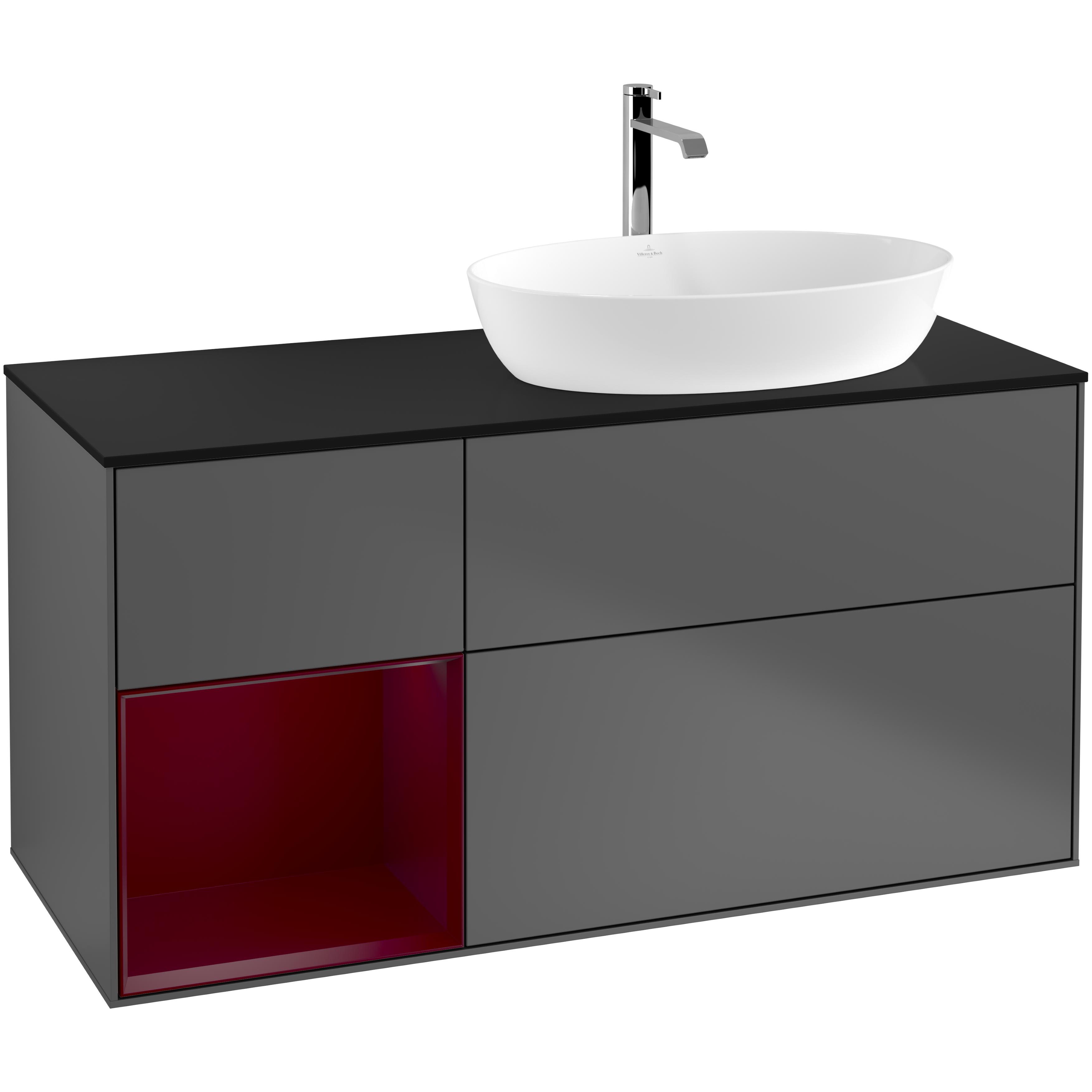 Tvättställsskåp Villeroy & Boch Finion med 3 Lådor Hylla och Bänkskiva för Ocentrerat Tvättställ från Artis & Collaro | badrum - badrumsmobler - tvattstallsskap-och-kommod | KakelKungen