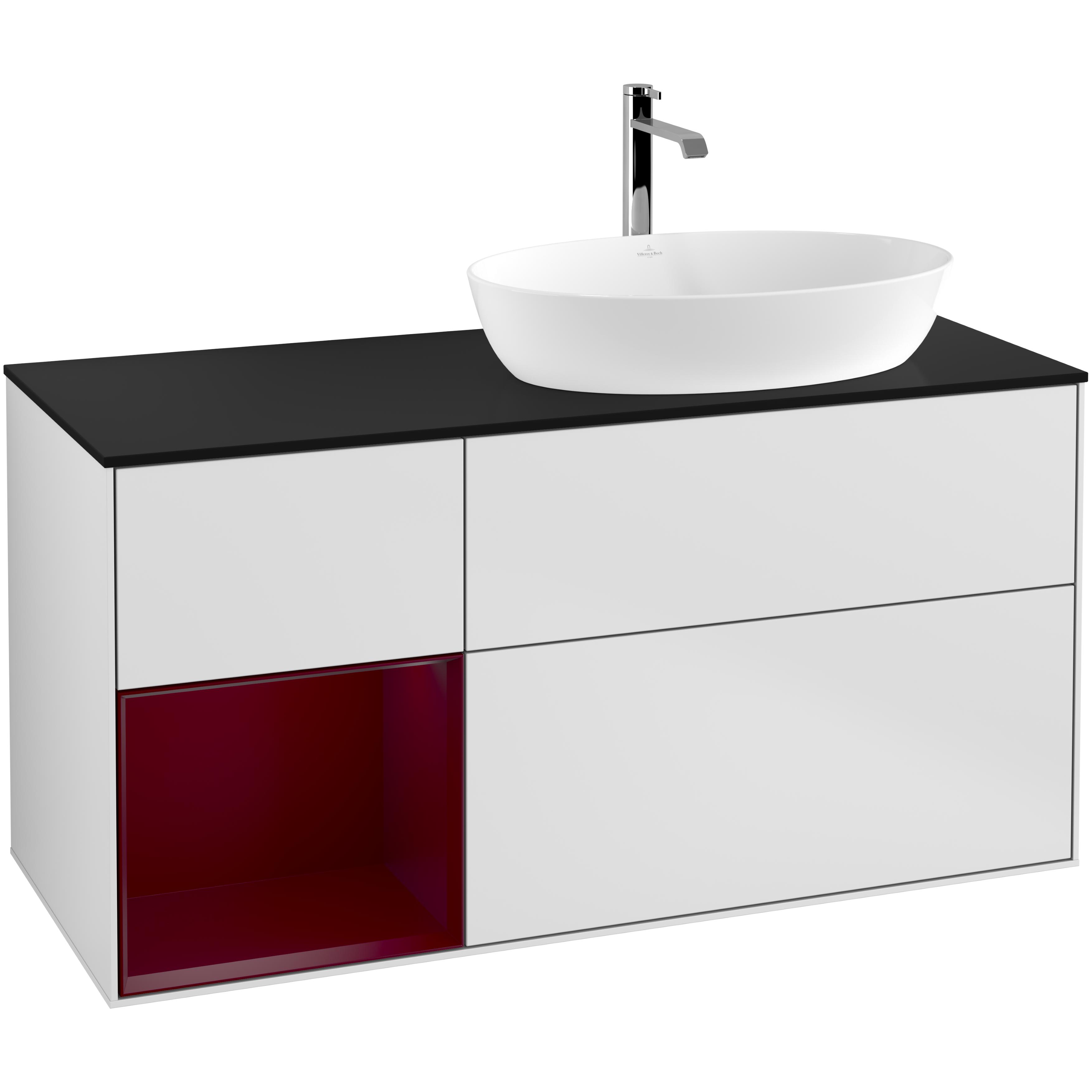 Tvättställsskåp Villeroy & Boch Finion med 3 Lådor Hylla och Bänkskiva för Ocentrerat Tvättställ från Artis & Collaro | badrum - badrumsmobler - tvattstallsskap-och-kommod | KakelKungen