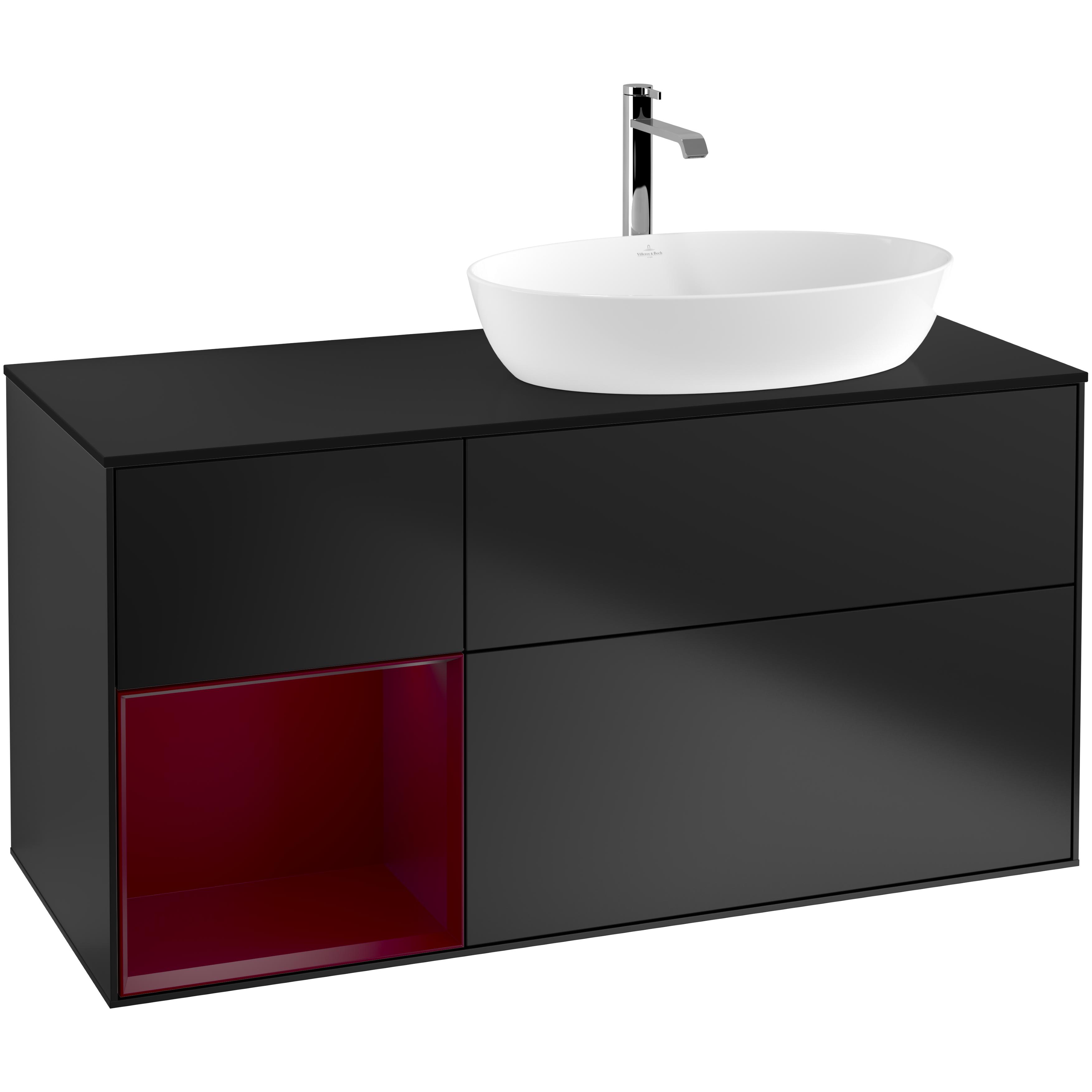 Tvättställsskåp Villeroy & Boch Finion med 3 Lådor Hylla och Bänkskiva för Ocentrerat Tvättställ från Artis & Collaro | badrum - badrumsmobler - tvattstallsskap-och-kommod | KakelKungen