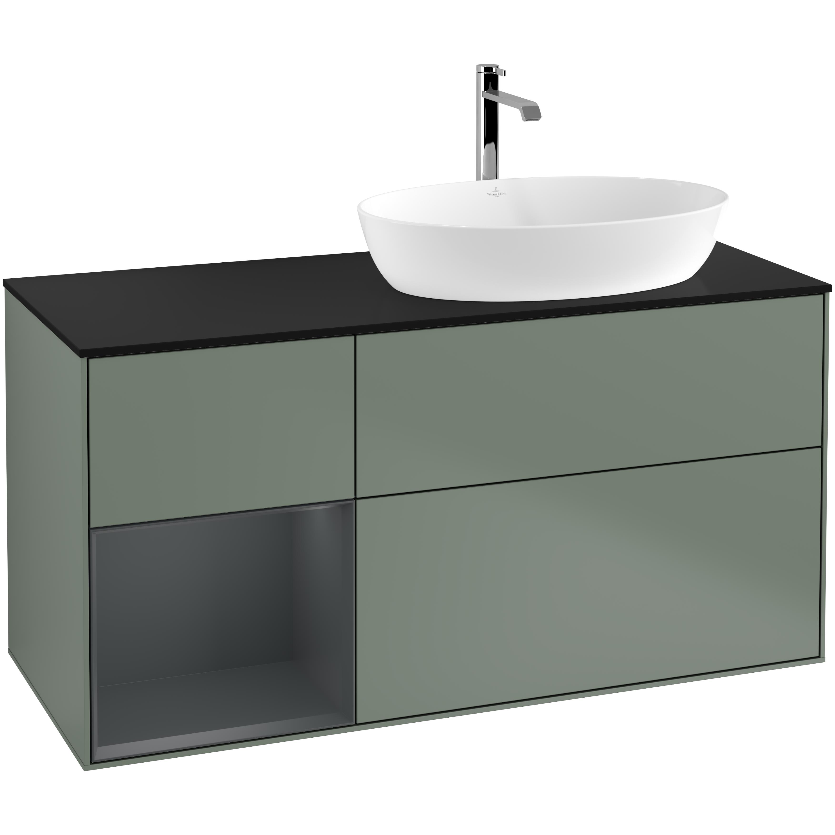 Tvättställsskåp Villeroy & Boch Finion med 3 Lådor Hylla och Bänkskiva för Ocentrerat Tvättställ från Artis & Collaro | badrum - badrumsmobler - tvattstallsskap-och-kommod | KakelKungen