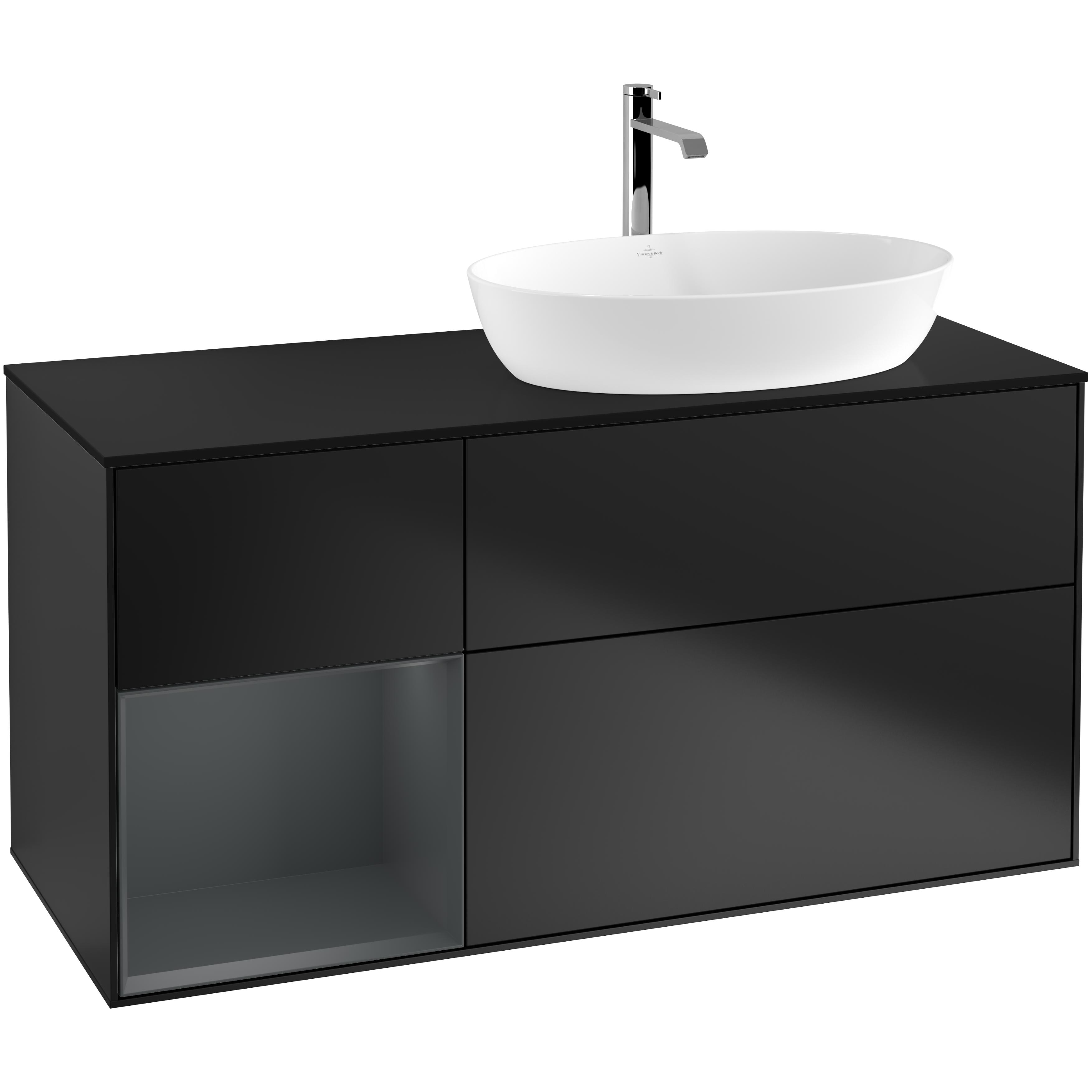 Tvättställsskåp Villeroy & Boch Finion med 3 Lådor Hylla och Bänkskiva för Ocentrerat Tvättställ från Artis & Collaro | badrum - badrumsmobler - tvattstallsskap-och-kommod | KakelKungen