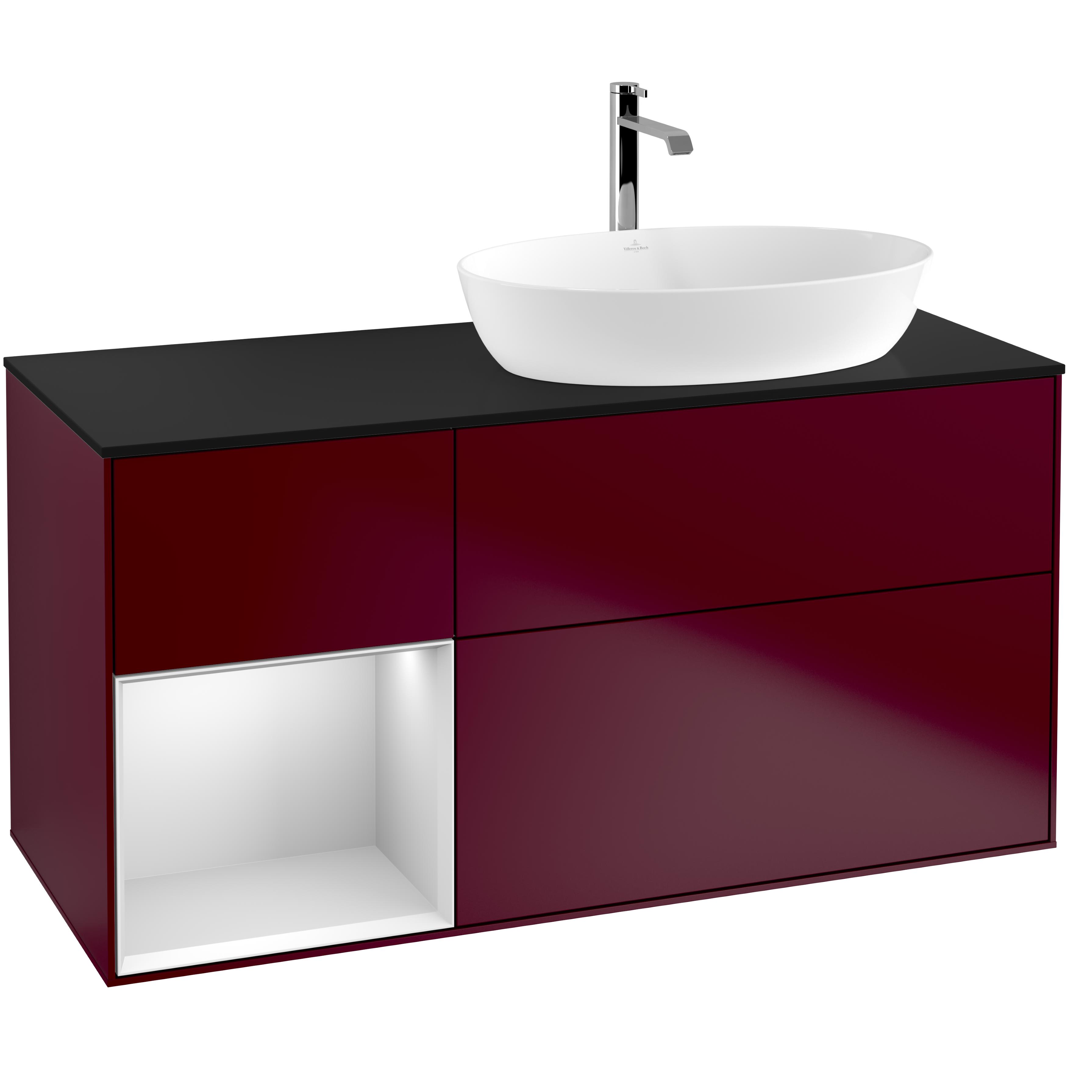 Tvättställsskåp Villeroy & Boch Finion med 3 Lådor Hylla och Bänkskiva för Ocentrerat Tvättställ från Artis & Collaro | badrum - badrumsmobler - tvattstallsskap-och-kommod | KakelKungen